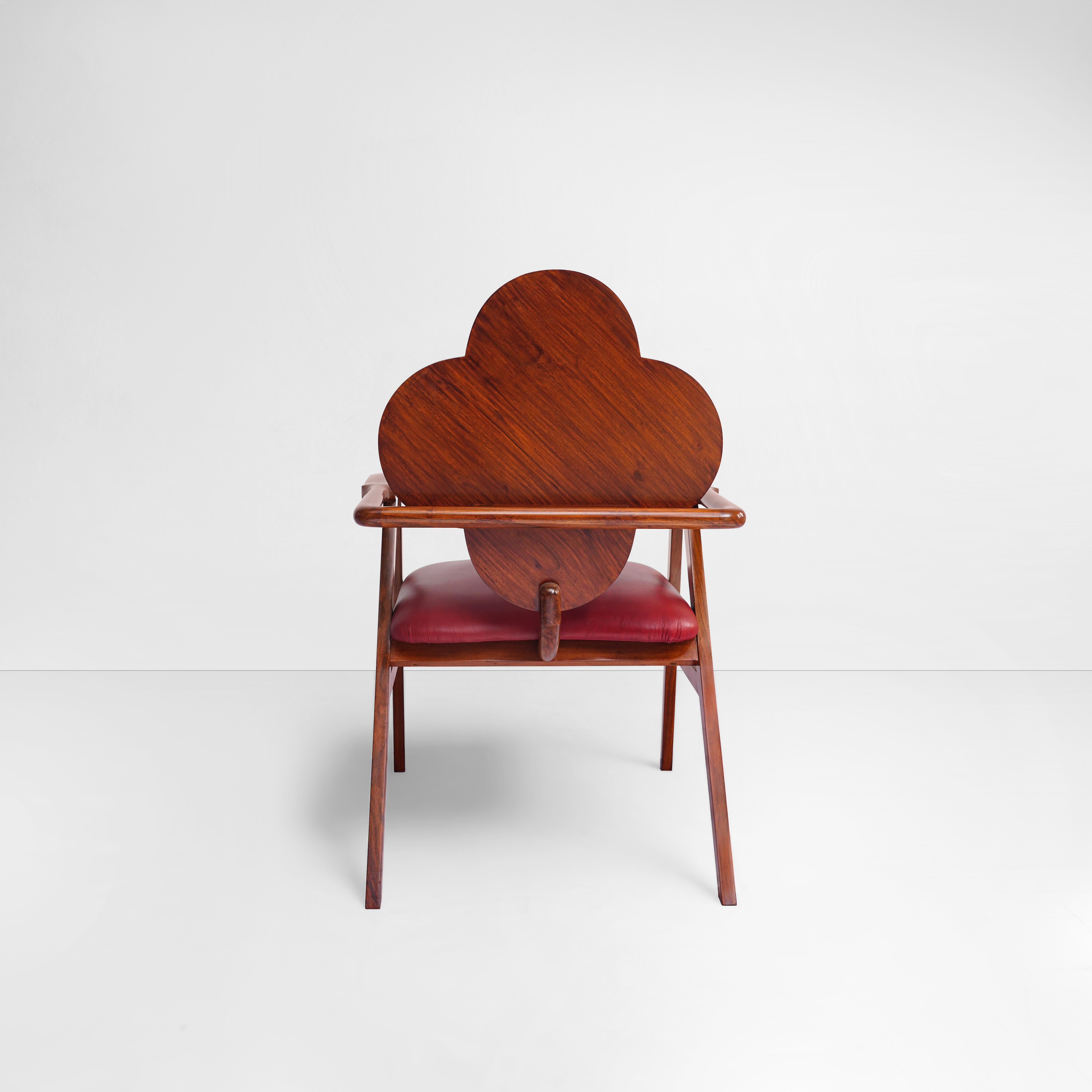 Original Art Nouveau, bold, One of a Kind, Lounge Chair, Walnut, Leather, Unique For Sale 2