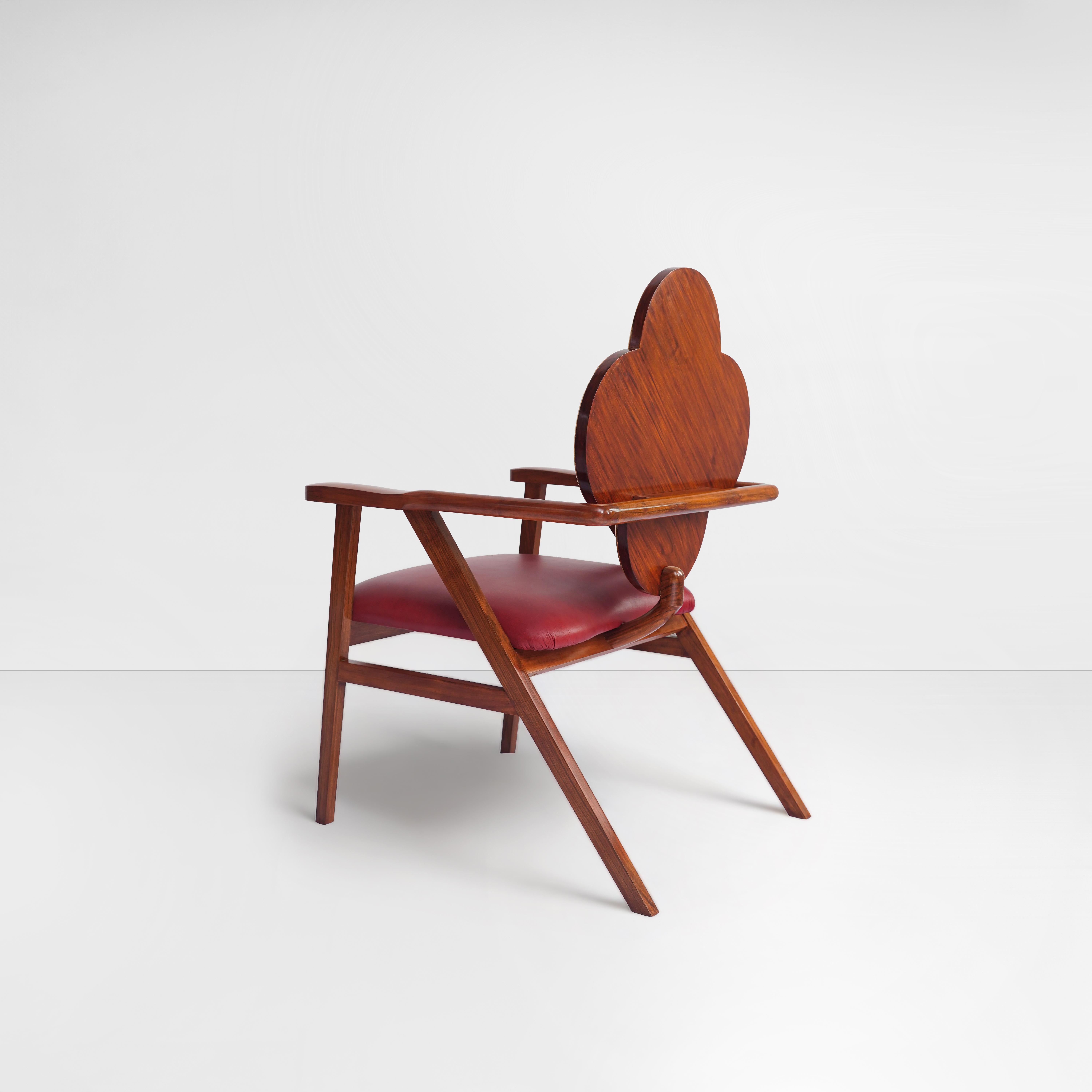 Original Art Nouveau, bold, One of a Kind, Lounge Chair, Walnut, Leather, Unique For Sale 4
