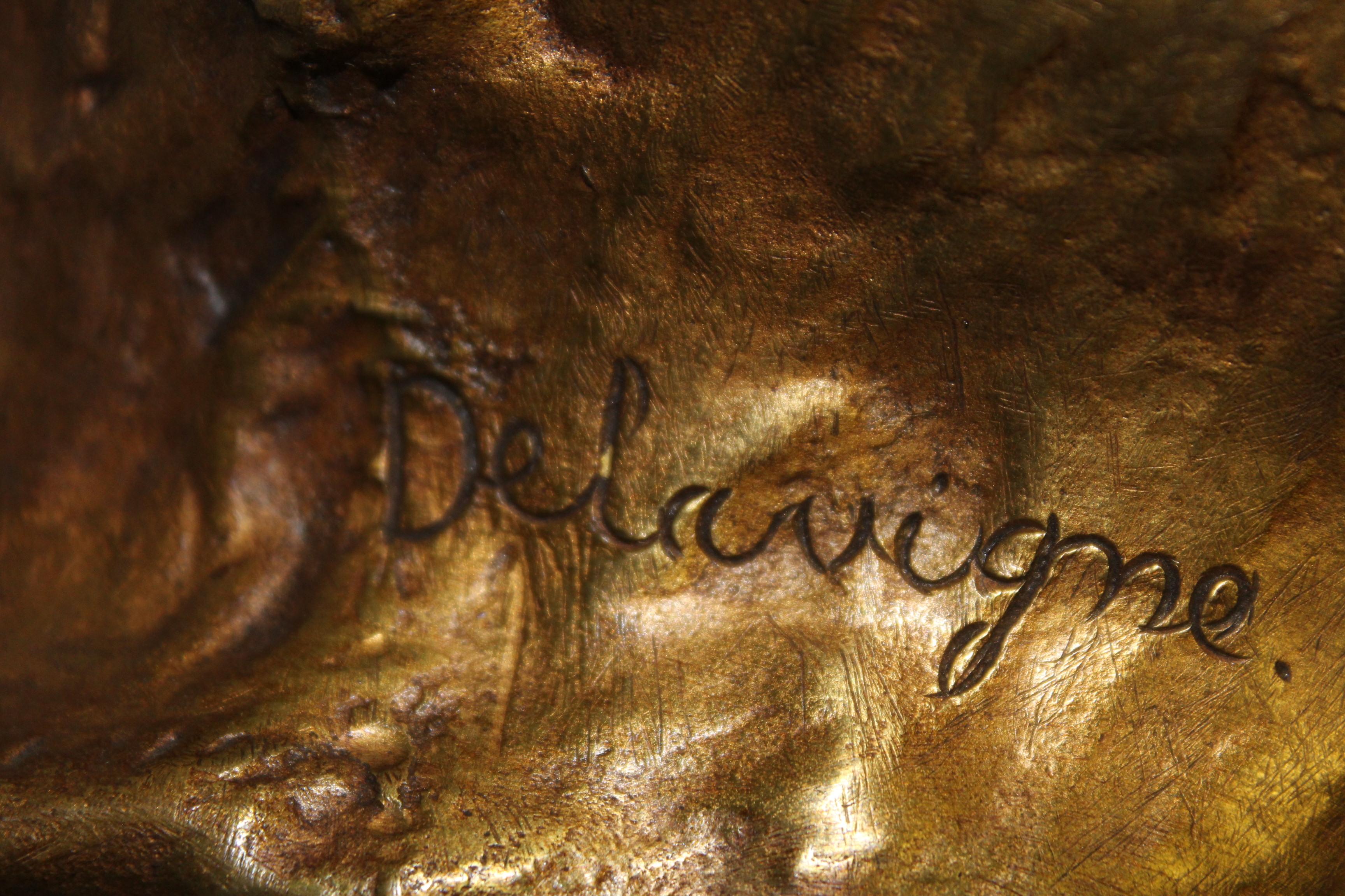Original Art Nouveau Bronze of a Mother and Child on a Raft   Signed For Sale 5