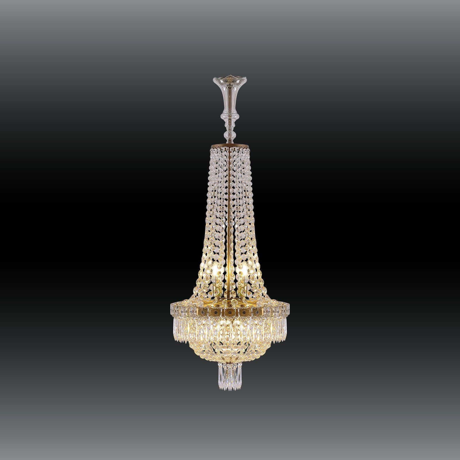 Hand-Carved Original Art Nouveau Chandelier Empire Style Austrian Mastercraft from 1920 For Sale