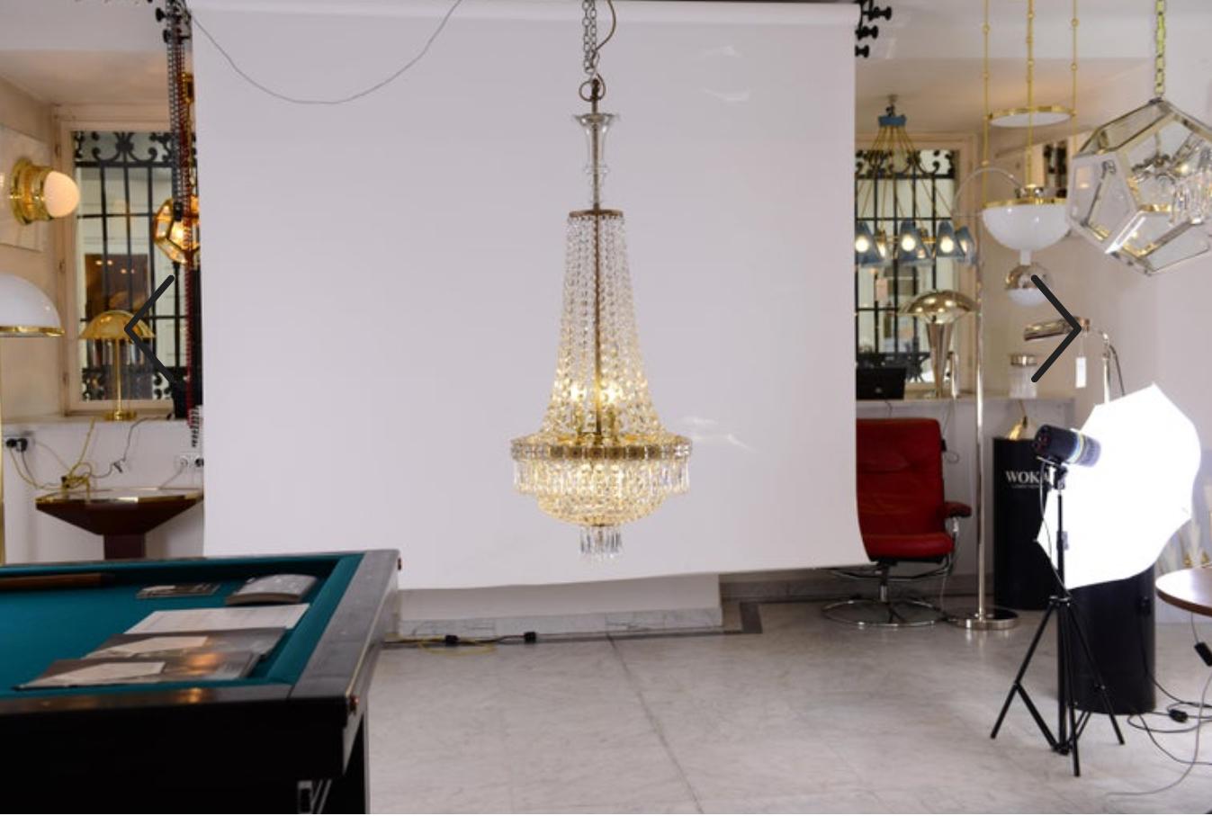 Original Art Nouveau Chandelier Empire Style Austrian Mastercraft from 1920 In Excellent Condition For Sale In Vienna, AT