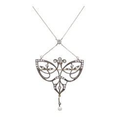 Collier broche en diamants Art nouveau d'origine