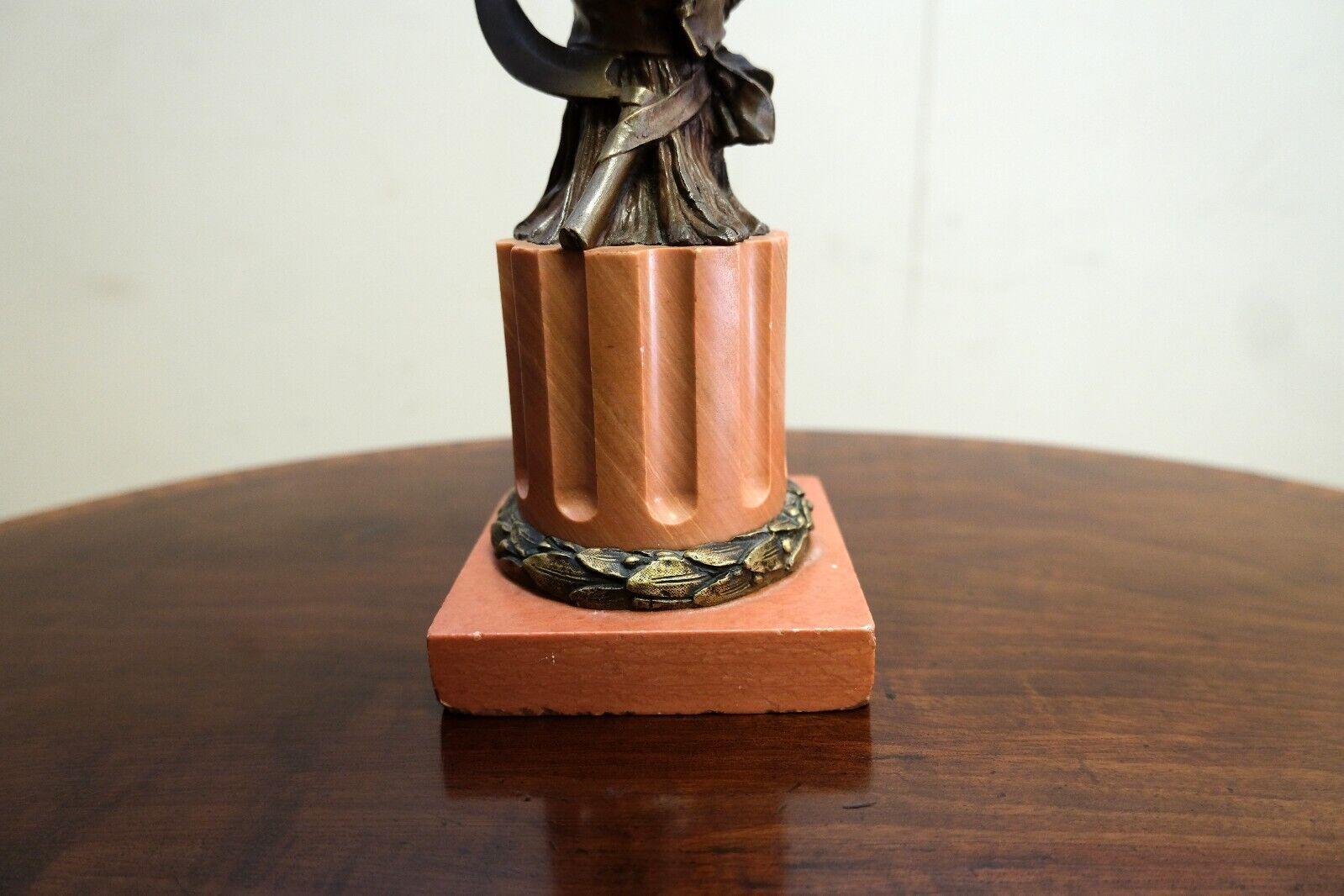 Bronze ORIGiNAL ART NOUVEAU GEORGE VAN DER STRAETEN BRONZE LADY BUST MARBLE BASE For Sale