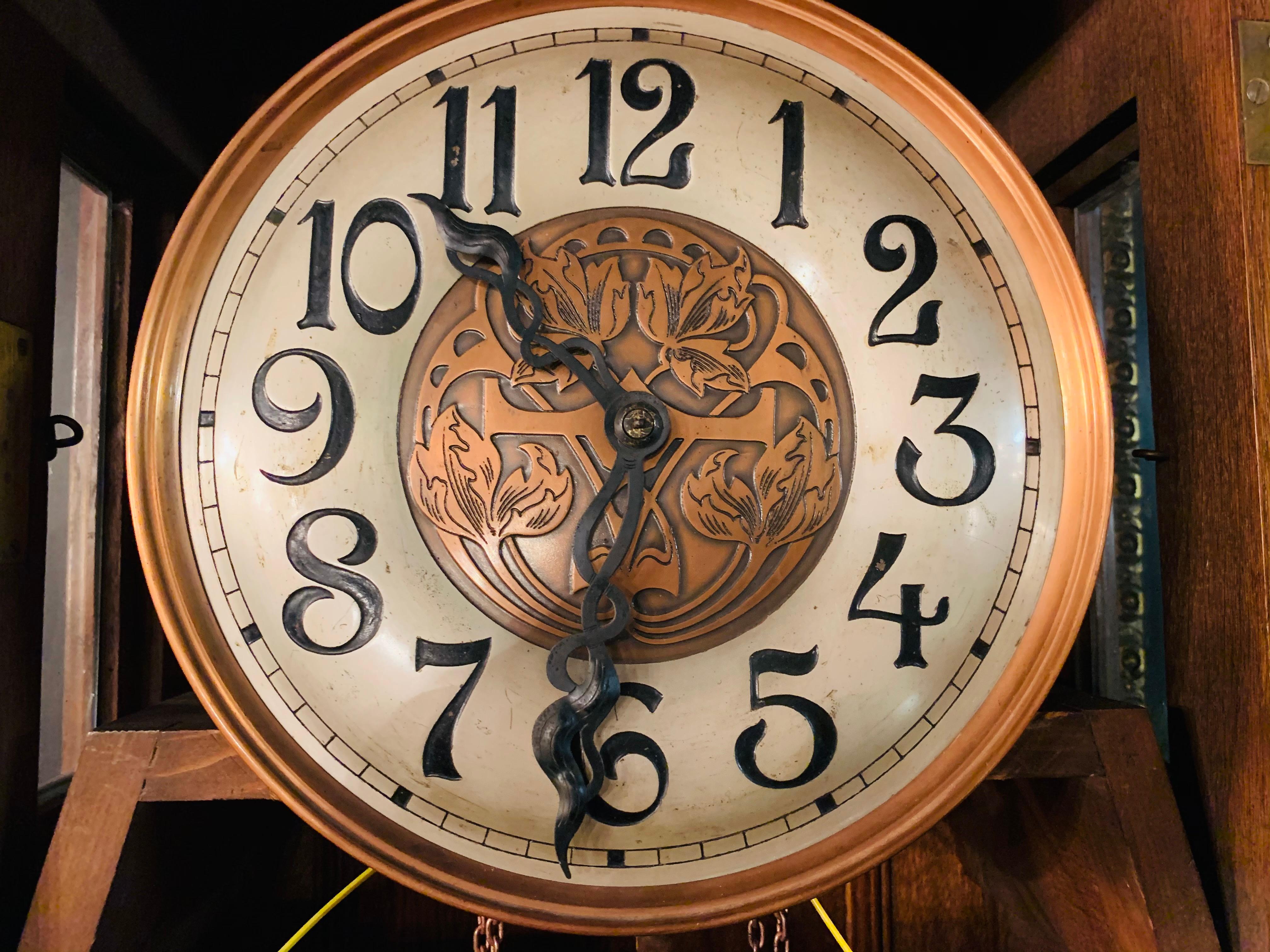 Original Art Nouveau Grandfather Clock Watchmaker by Furtwängler and Sons 2