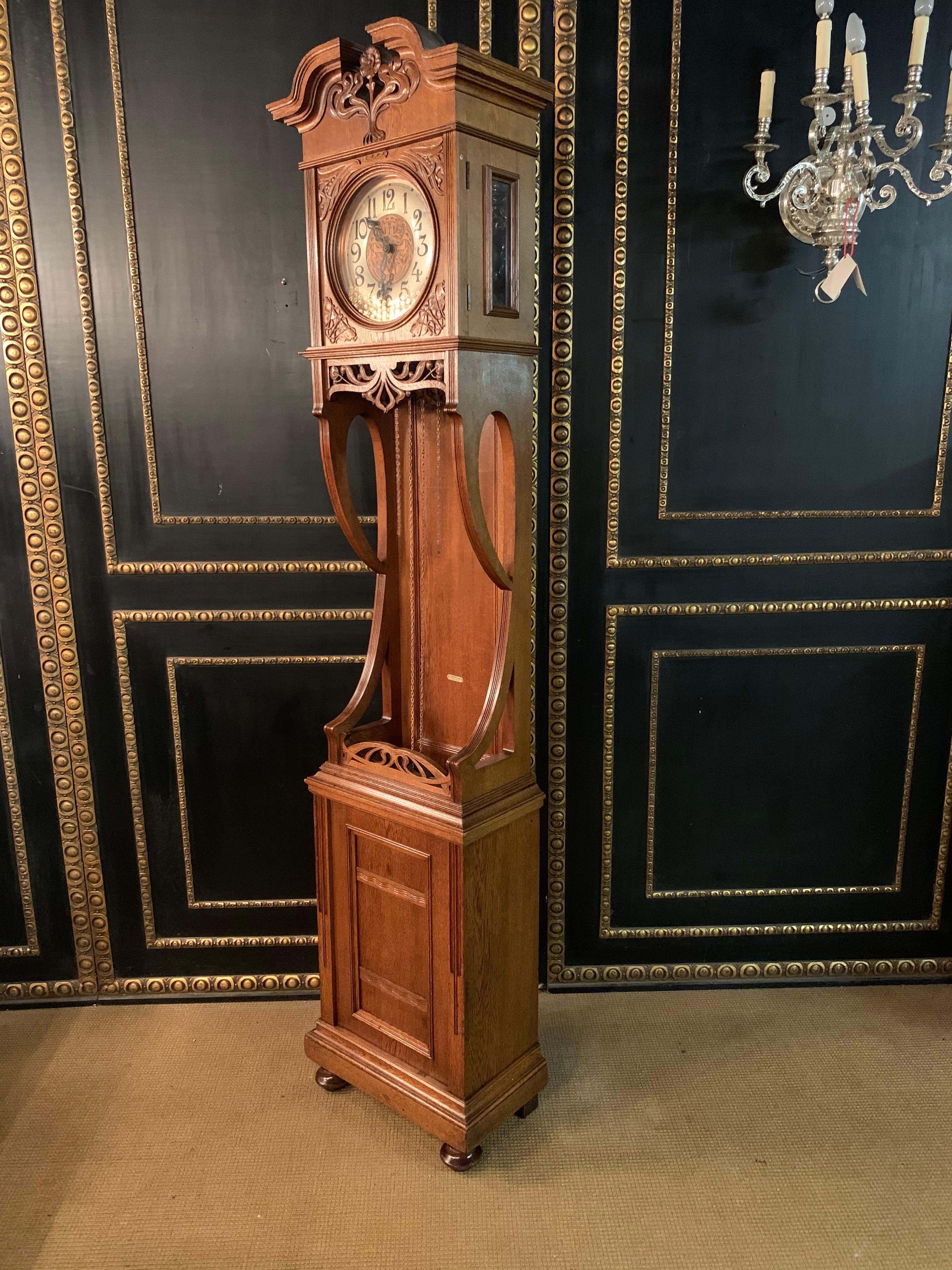 Original Art Nouveau Grandfather Clock Watchmaker by Furtwängler and Sons 9