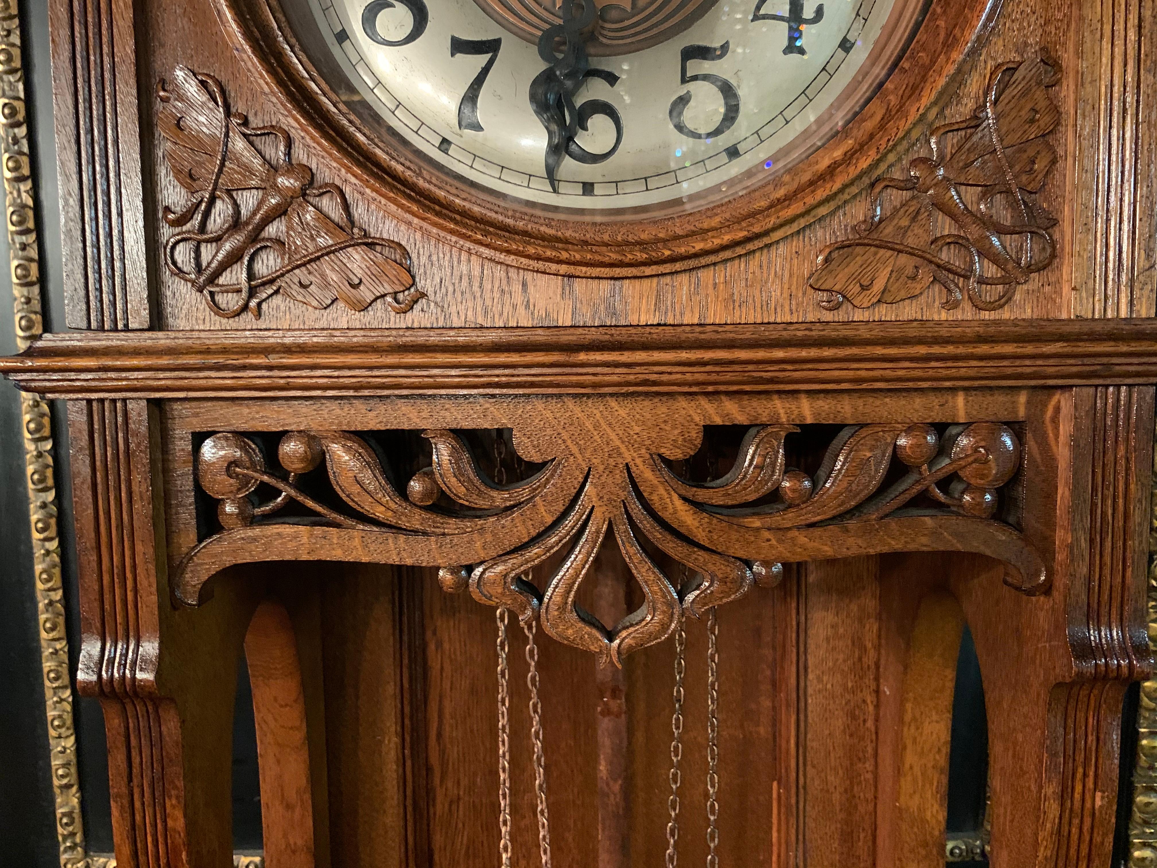 Original Art Nouveau Grandfather Clock Watchmaker by Furtwängler and Sons In Good Condition In Berlin, DE