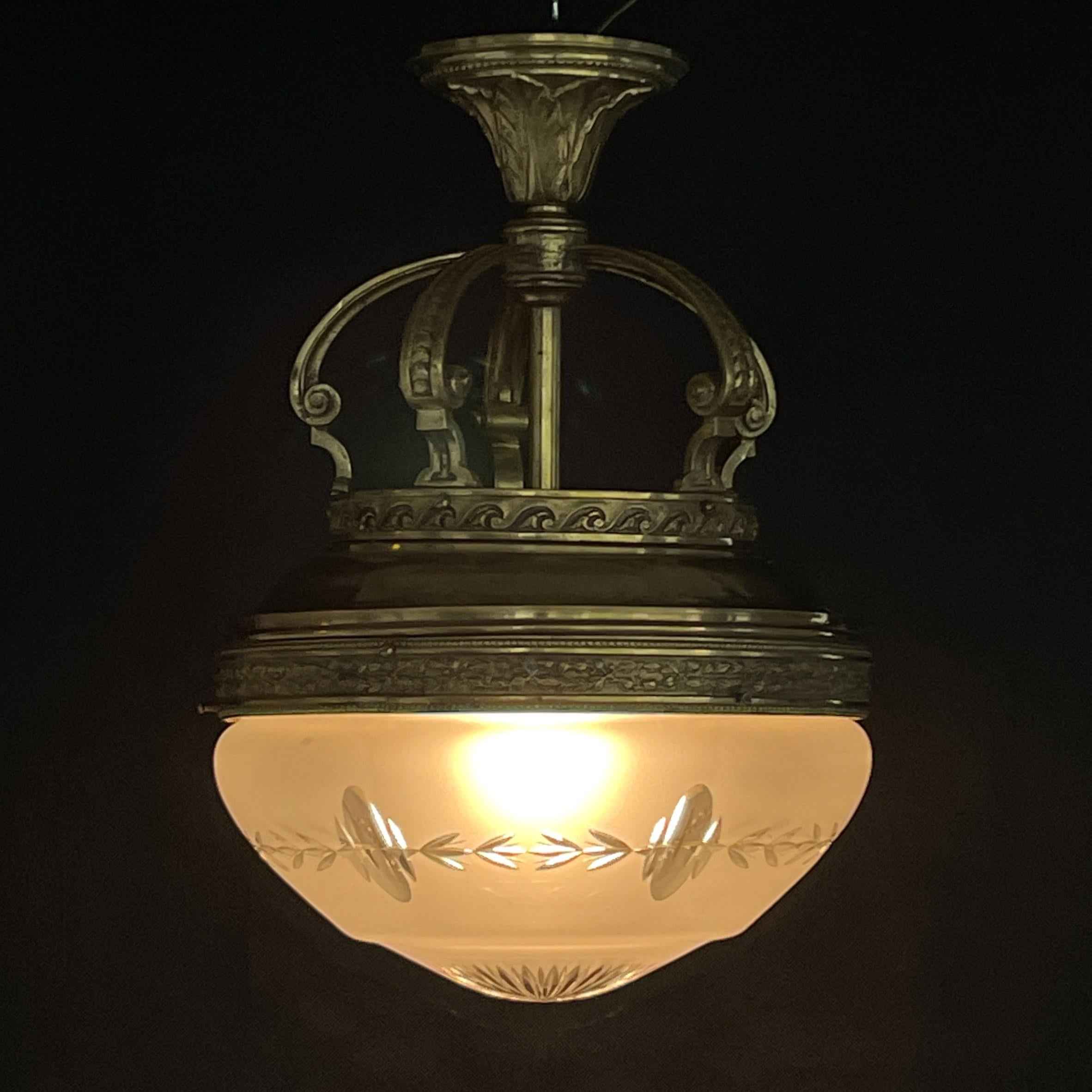 Original Art Nouveau Hanging Lamp Beautiful Ceiling Lamp, 1910s In Good Condition In Saarburg, RP