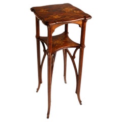 Original Art Nouveau Pedestal by Emile Galle 1890 French Antique Inlaid Table