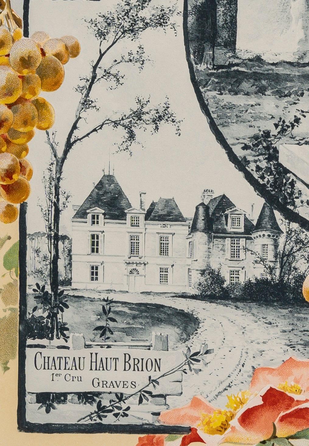 Originale Jugendstilkarte, Grands Crus Bordeaux, Lafite, Yquem, Margaux, 1899 im Zustand „Gut“ im Angebot in SAINT-OUEN-SUR-SEINE, FR