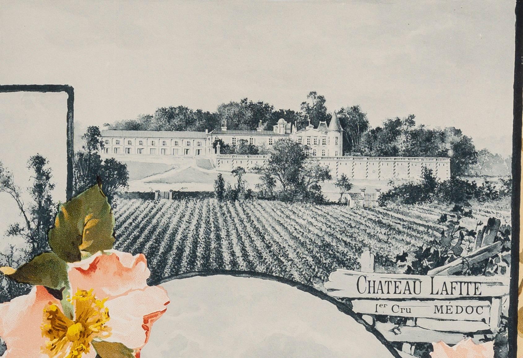 Originale Jugendstilkarte, Grands Crus Bordeaux, Lafite, Yquem, Margaux, 1899 (20. Jahrhundert) im Angebot