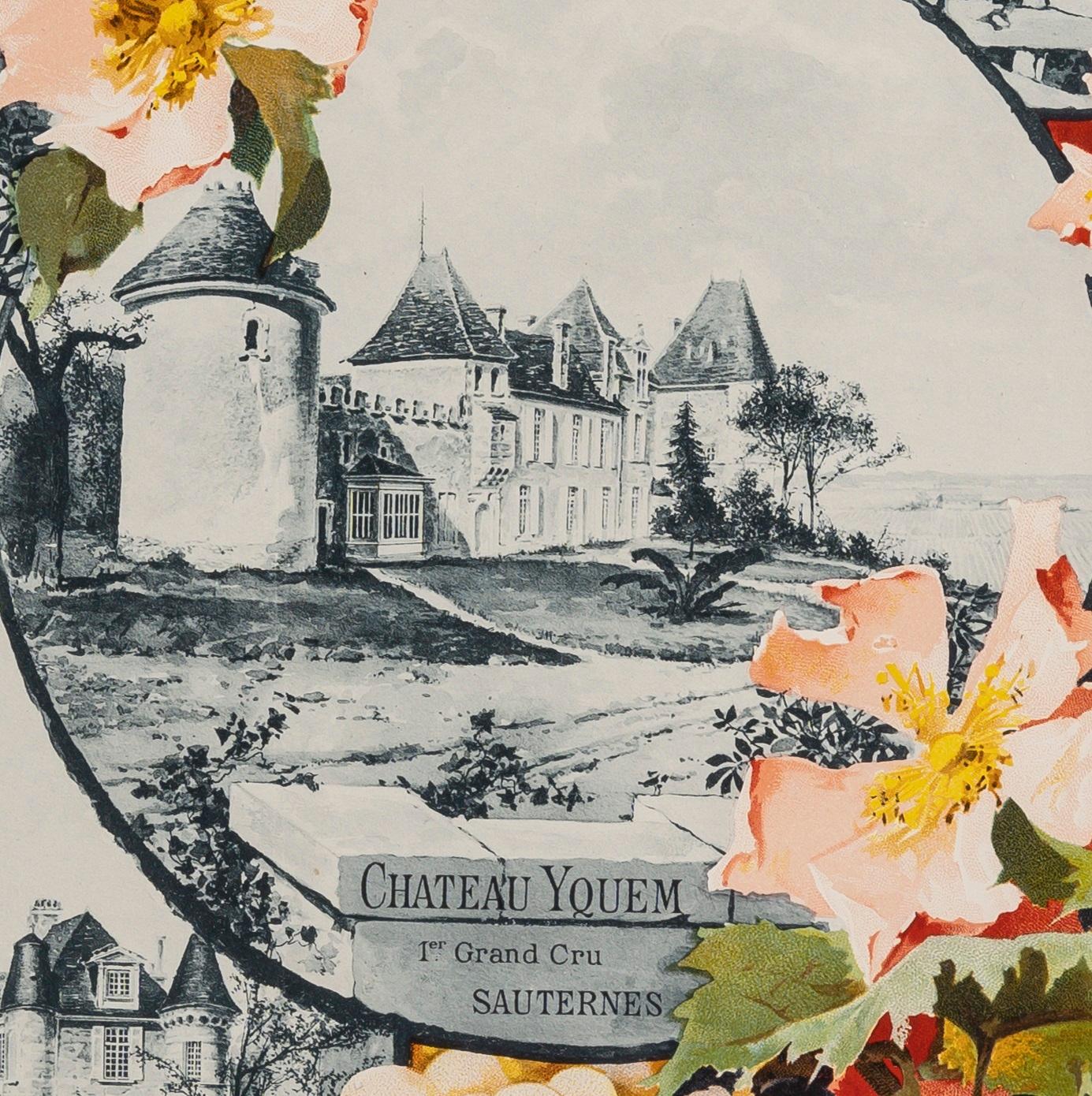 Originale Jugendstilkarte, Grands Crus Bordeaux, Lafite, Yquem, Margaux, 1899 im Angebot 1