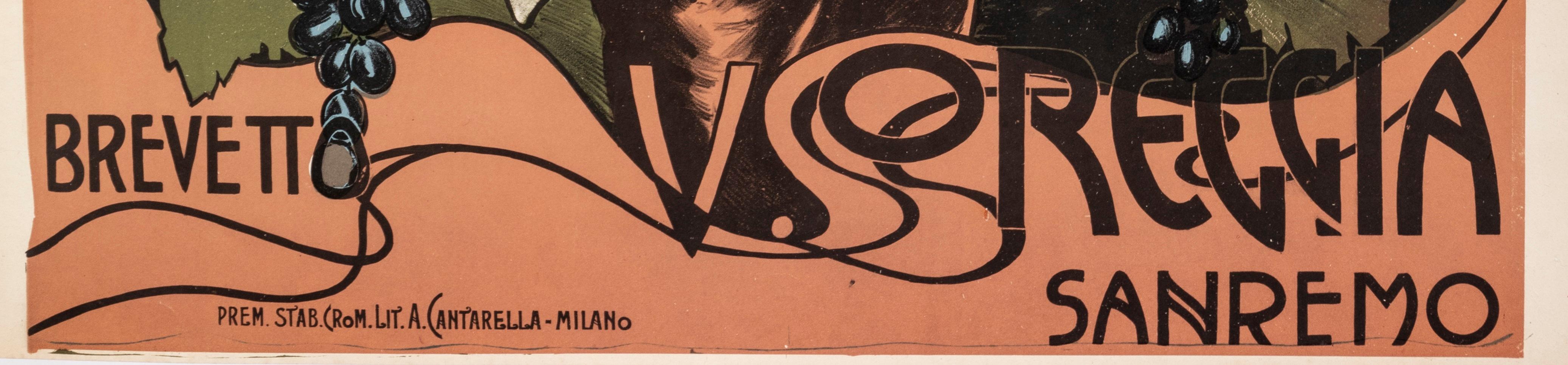 Original Art Nouveau Poster created circa 1910 for the new Oreggia sulfur machine.

Artist: Horst Mundschitz
Title: Nueva Zolforatrice
Date: circa 1910
Size (w x h): 29.9 x 39.4 in / 76 x 100 cm
Printer: Prem. Stab. Crom. Lit. A. Cantarela -