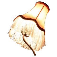 Original Art Nouveau Table Lamp, Brass, Textile Lampshade, Austria, 1910s