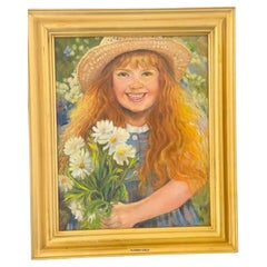 Original Art Painting Flower Girl Signed Sydelle Sher