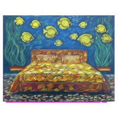 VENTE DE LIQUIDATION - ART : aquarelle originale de lit de mer avec poissons, signée