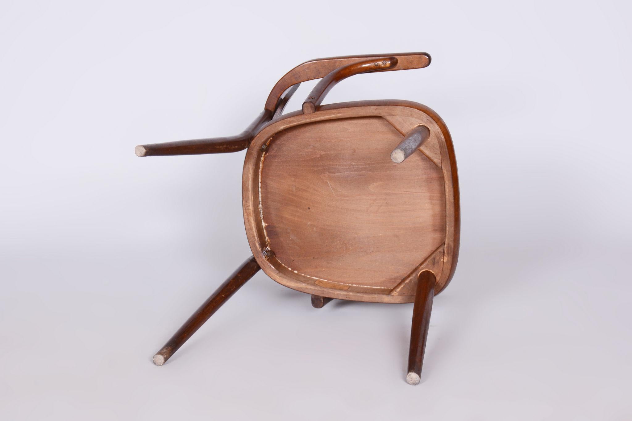Art Deco Original ArtDeco Beech Chair with Armrests by Ton, R. Hofman, Czechia, 1940s For Sale