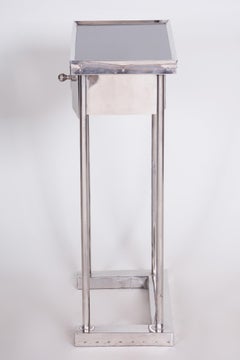 Original ArtDeco Side Table, Chrome, Black Opaxit Glass, Czechia, 1920s