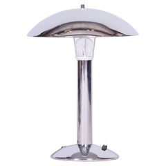 Lampe de bureau Art déco d'origine, chrome, électrifiation fonctionnelle, Tchèque, années 1930