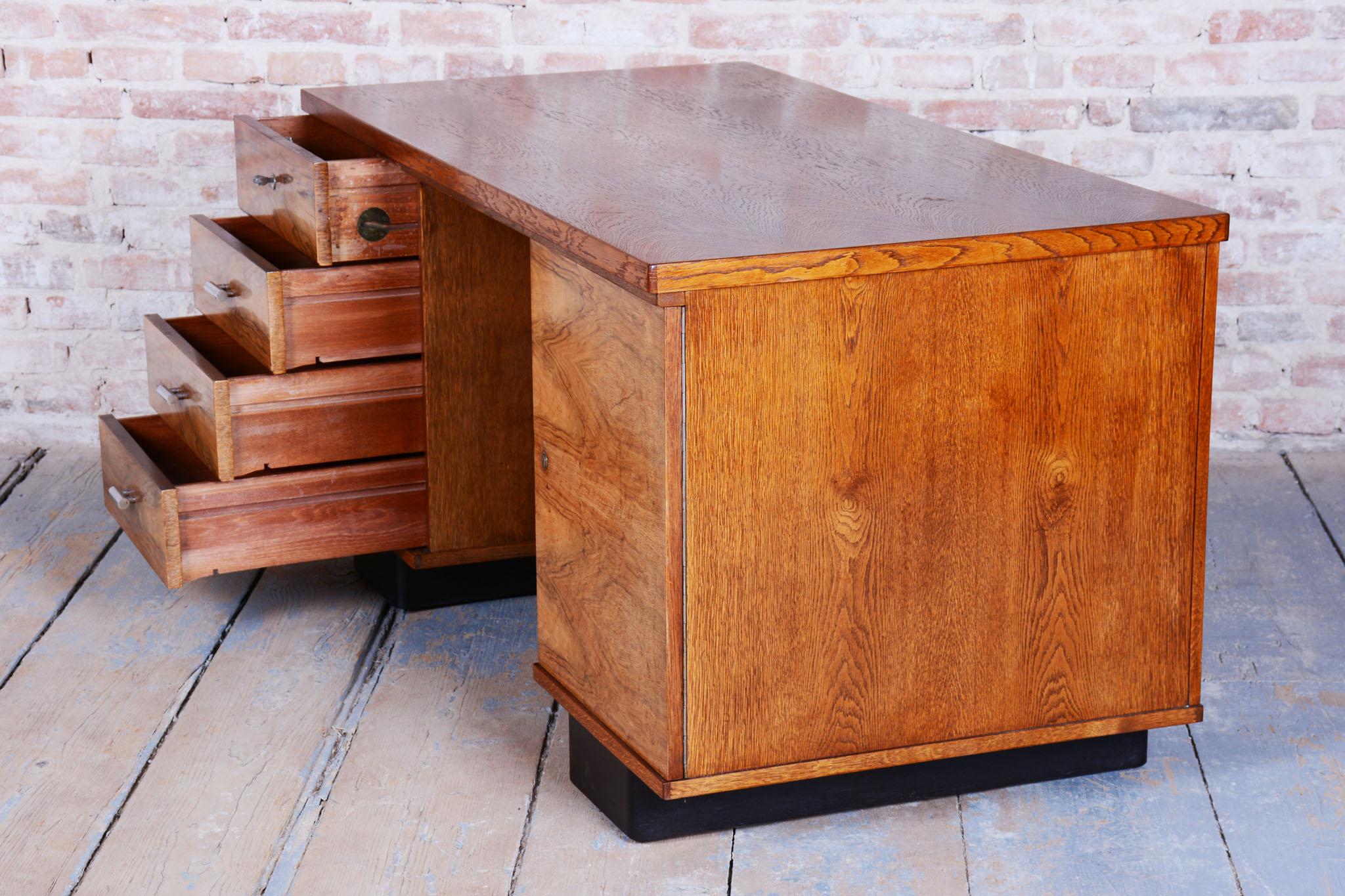 Original ArtDeco Writing Desk, J. Halabala, UP Zavody, Walnut, Czech, 1930s For Sale 6