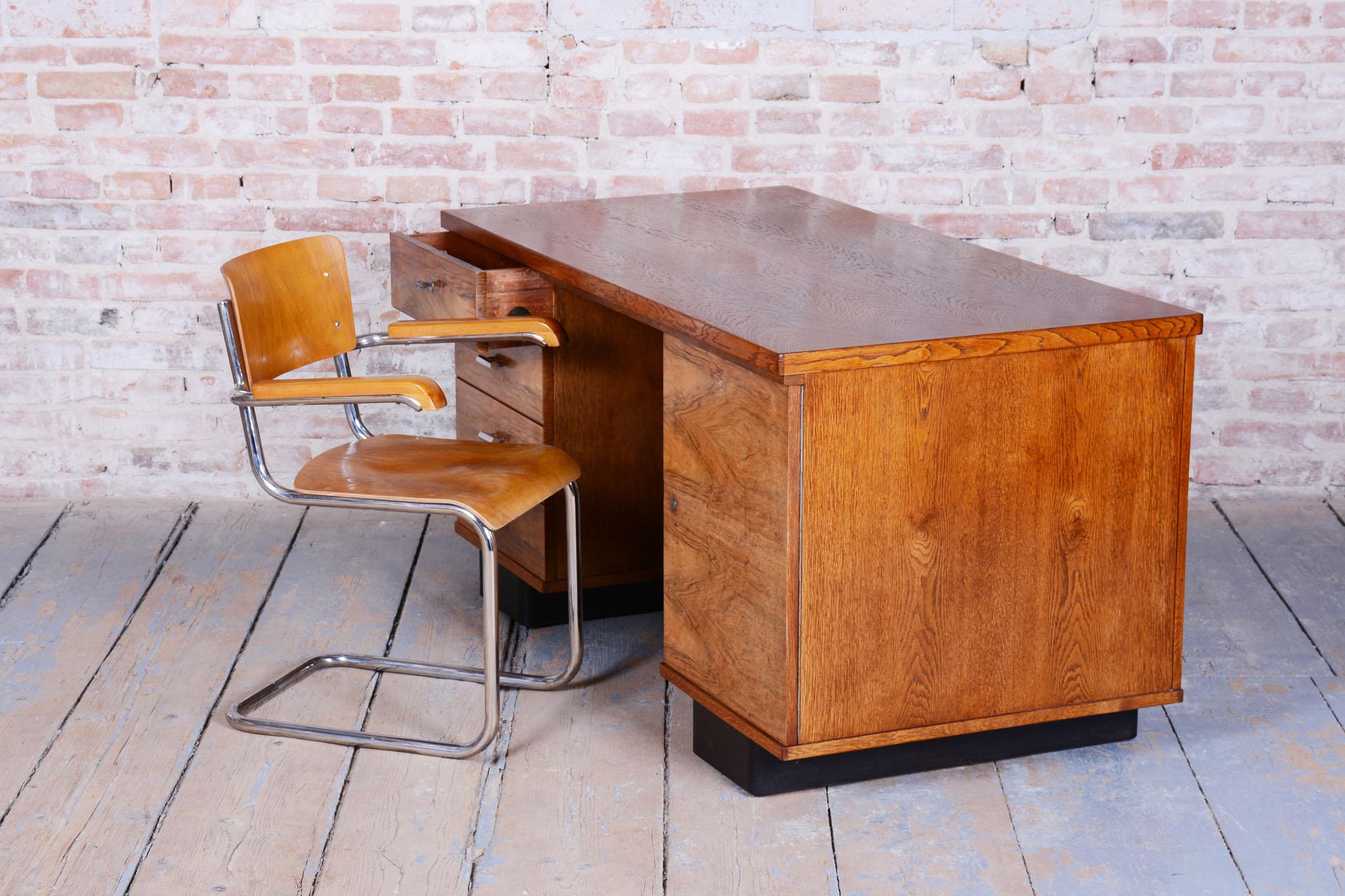 Original ArtDeco Writing Desk, J. Halabala, UP Zavody, Walnut, Czech, 1930s For Sale 9