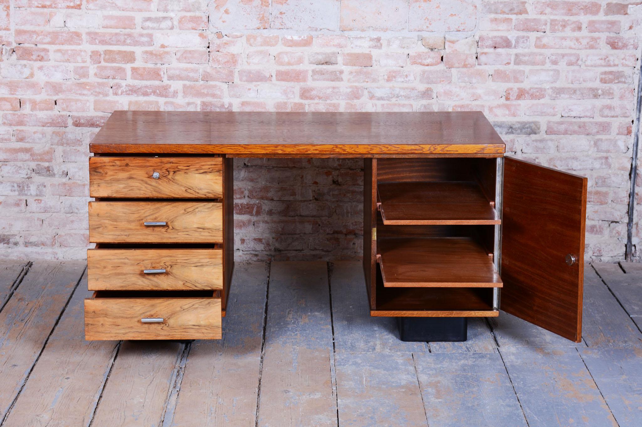 Original ArtDeco Writing Desk, J. Halabala, UP Zavody, Walnut, Czech, 1930s For Sale 14