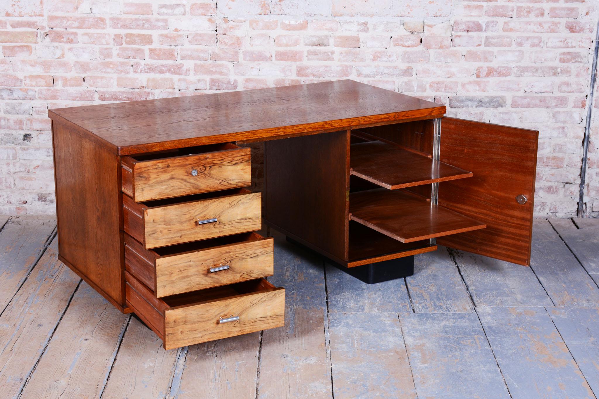 Mid-20th Century Original ArtDeco Writing Desk, J. Halabala, UP Zavody, Walnut, Czech, 1930s For Sale