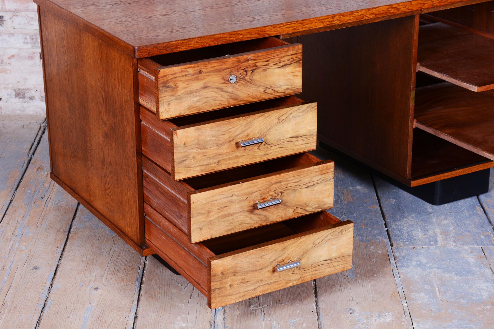 Wood Original ArtDeco Writing Desk, J. Halabala, UP Zavody, Walnut, Czech, 1930s For Sale