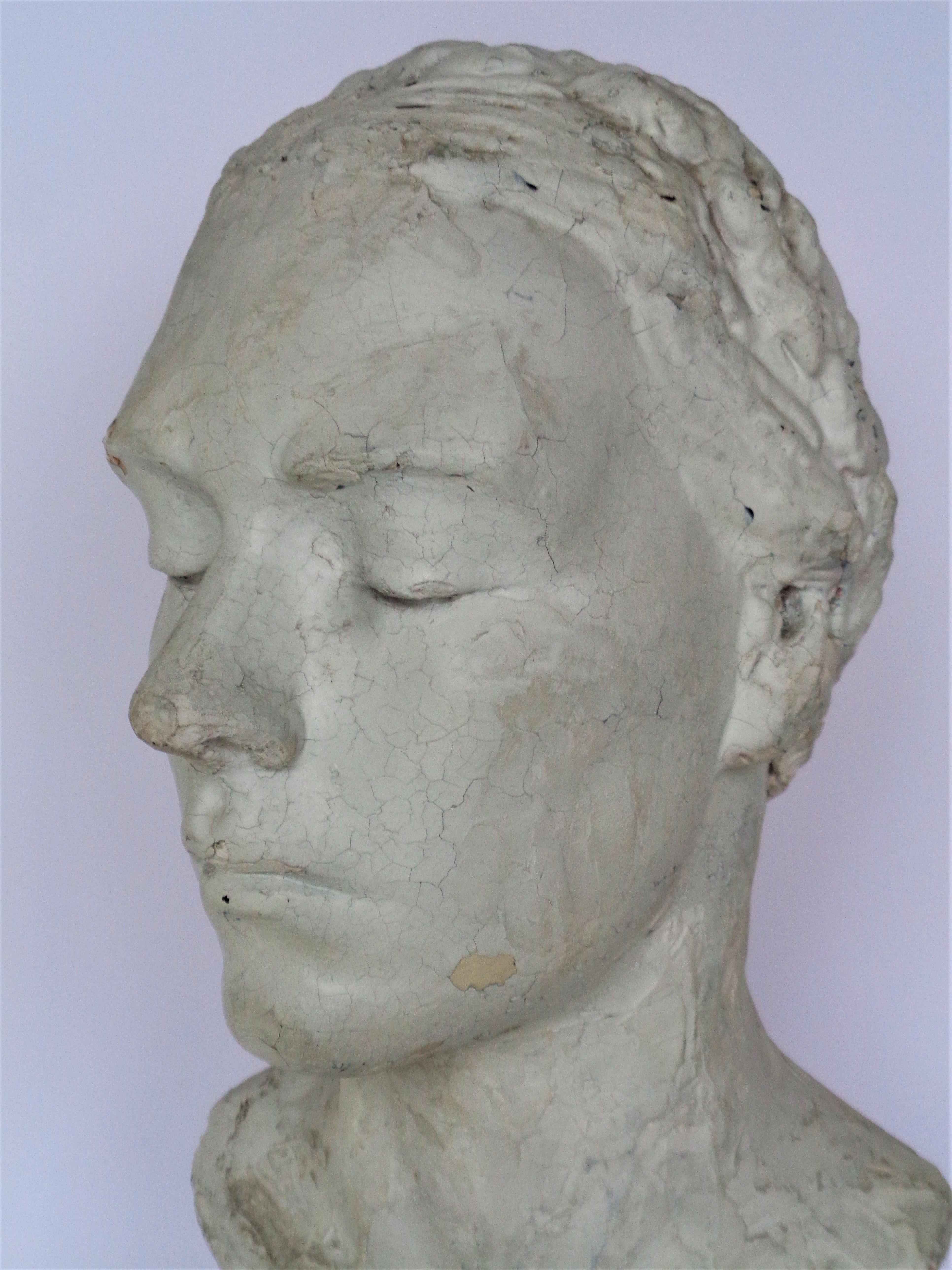 Artist Plaster Maquette, Classical Bust of a Young Woman, Circa 1930-1940 9