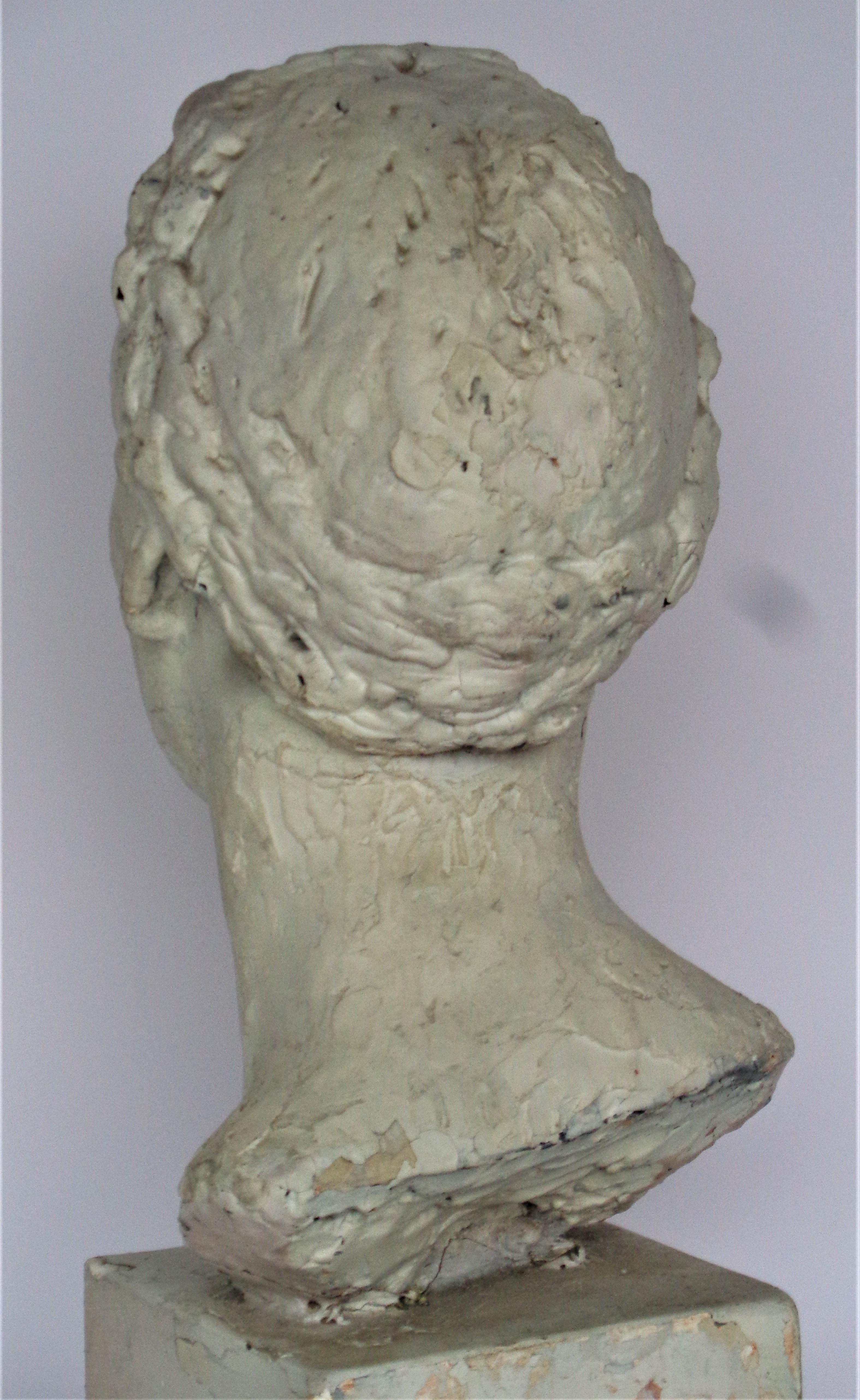 Artist Plaster Maquette, Classical Bust of a Young Woman, Circa 1930-1940 2