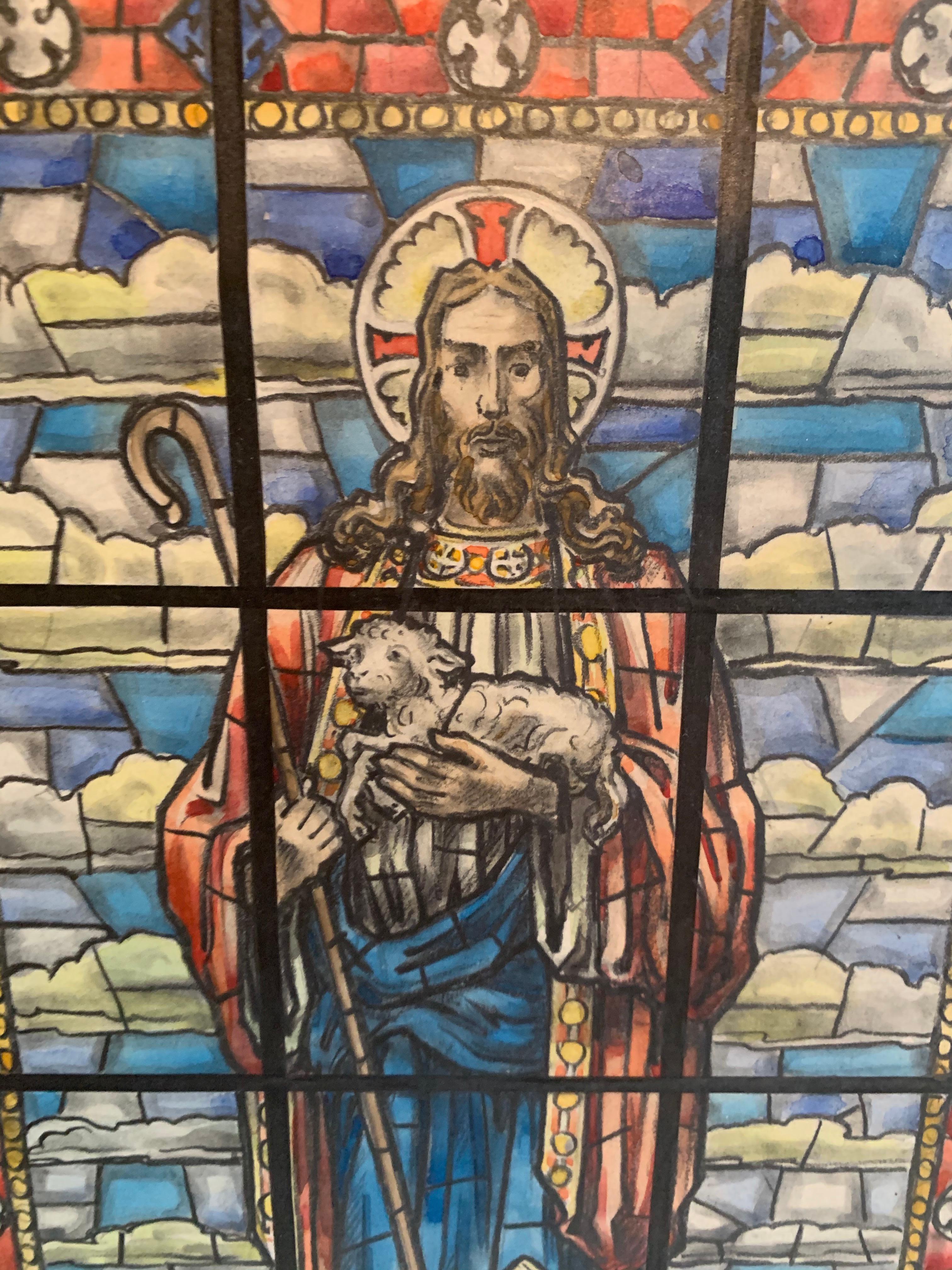 Artist Rendering Water Color Qouache MURANO GLASS HAND PAINTED STAINED GLASS