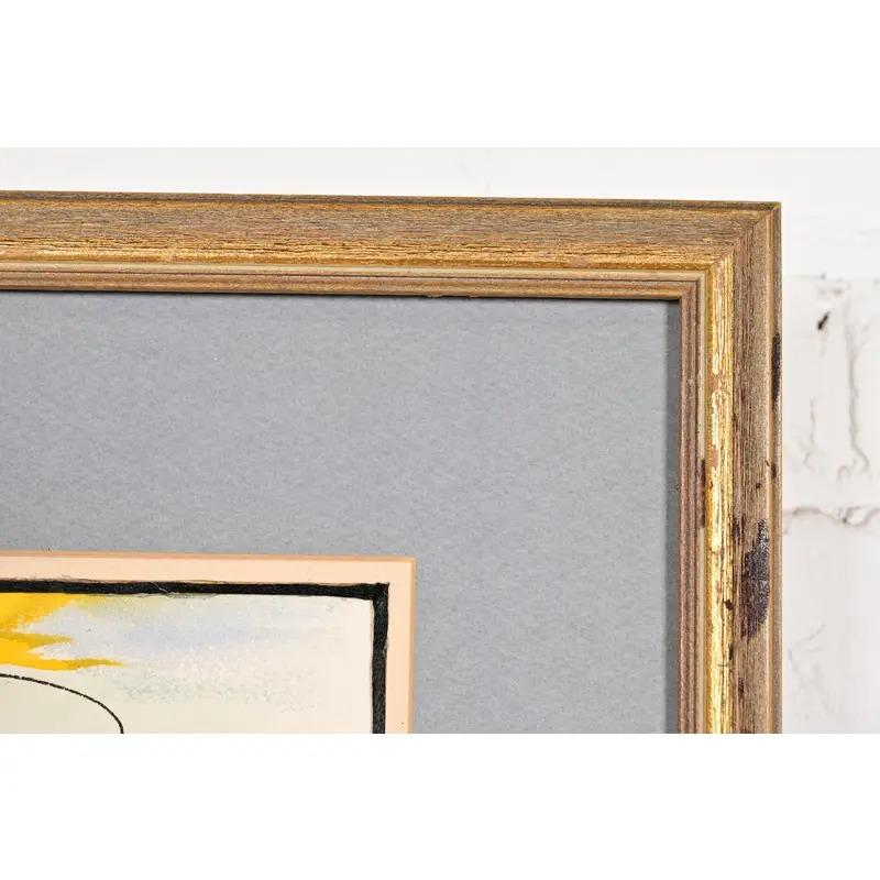 Original Künstler signiert abstrakte Housescape gerahmt Aquarellmalerei im Angebot 2