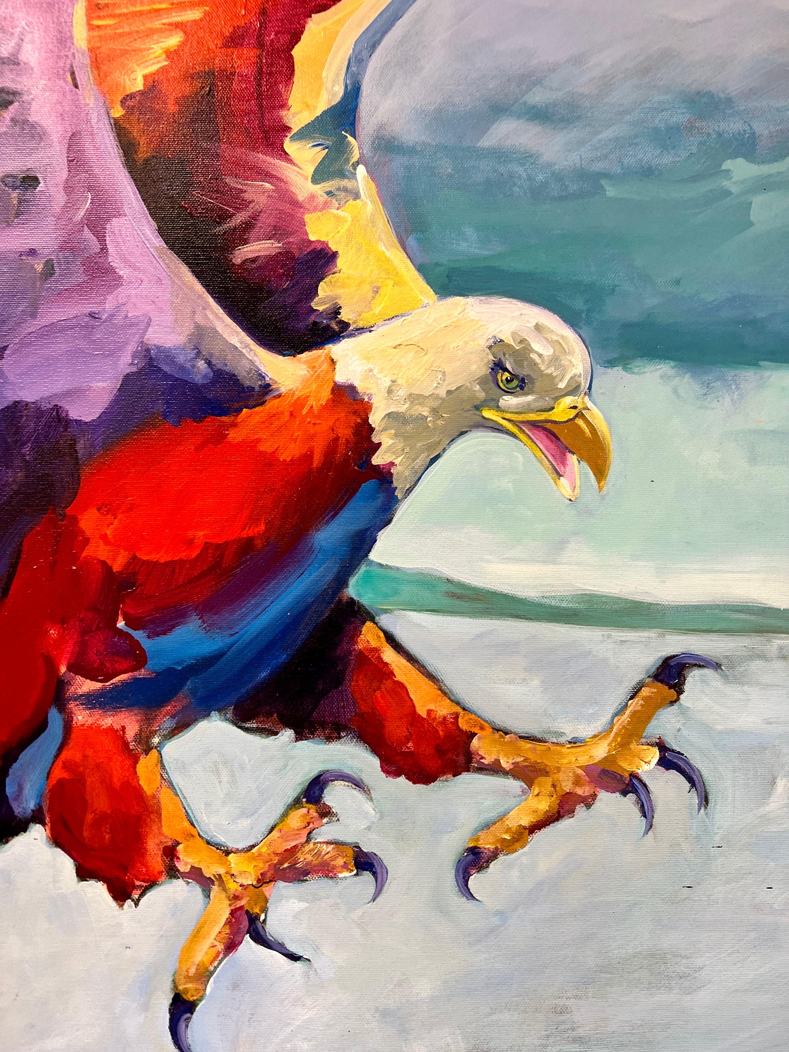An Eagle as She Flies, peinture originale de l'artiste Rose signée par l'artiste Bon état - En vente à West Hartford, CT