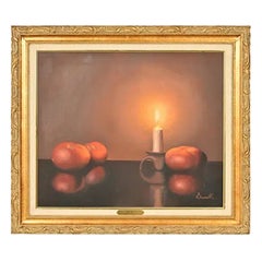 Quadro originale firmato da Garnelli "Raccolto della vigilia" con cornice in legno dorato