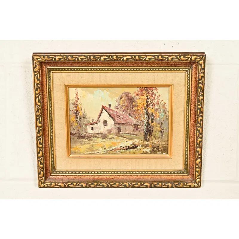 Original Artist Signed Impressionist Rural Landscape Oil on Canvas ...