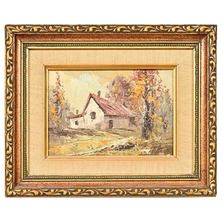 Original Artist Signed Impressionist Rural Landscape Oil on Canvas Painting