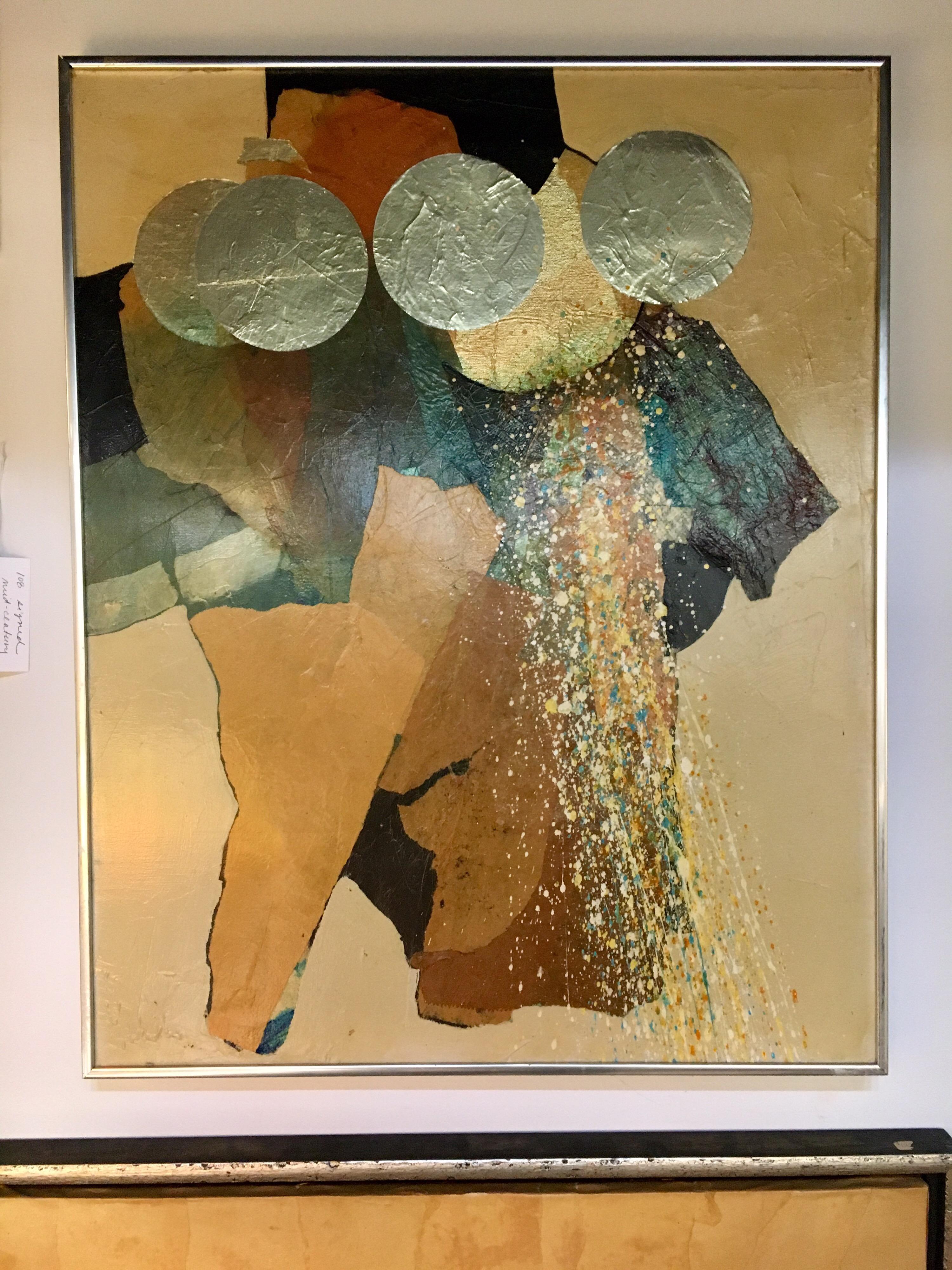 Part of a suite of four original mixed-media paintings. The artist's signature is on the lower part of the canvas but is illegible. We have been told that these original works of art hung at the Parsons School of Design in NYC for several years but