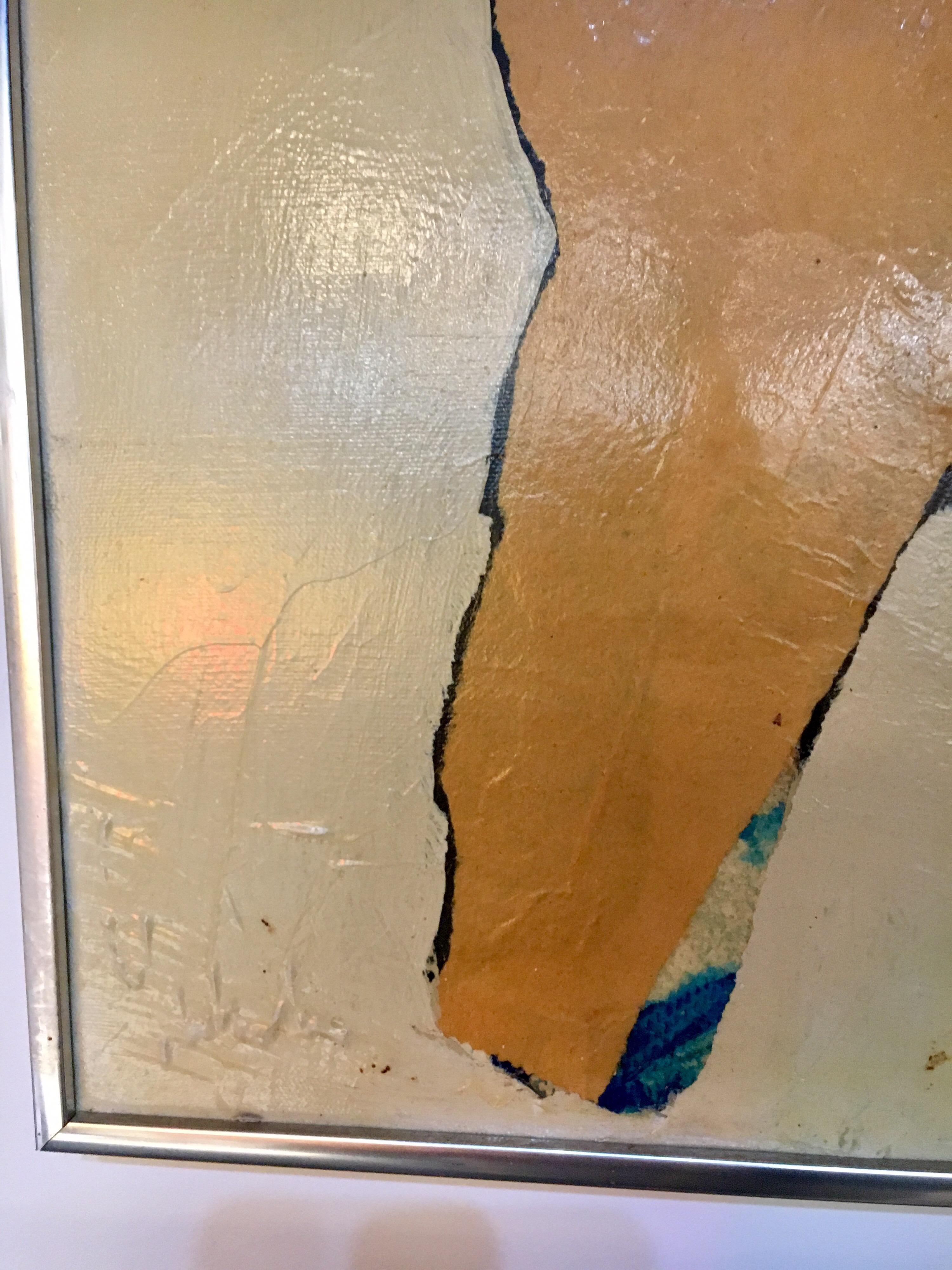 Late 20th Century Original Artist Signed Midcentury Expressionist Abstract Painting Mixed-Media