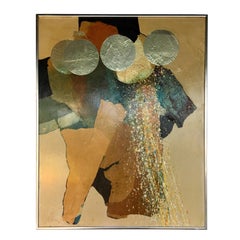 Original Artist Signed Midcentury Expressionist Abstract Painting Mixed-Media