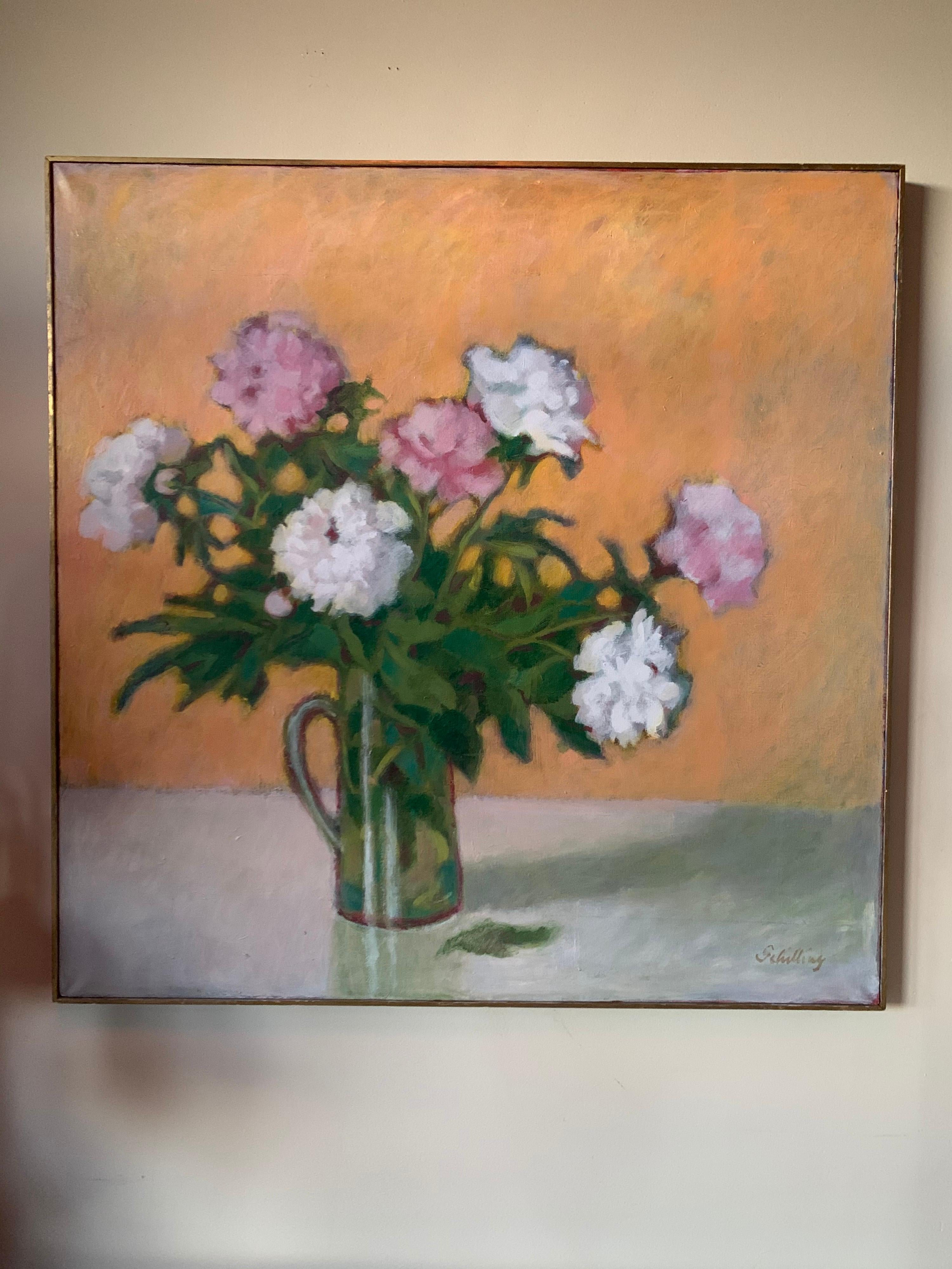 Original Artist Signed Still Life Flowers Oil Painting Schilling In Good Condition In West Hartford, CT
