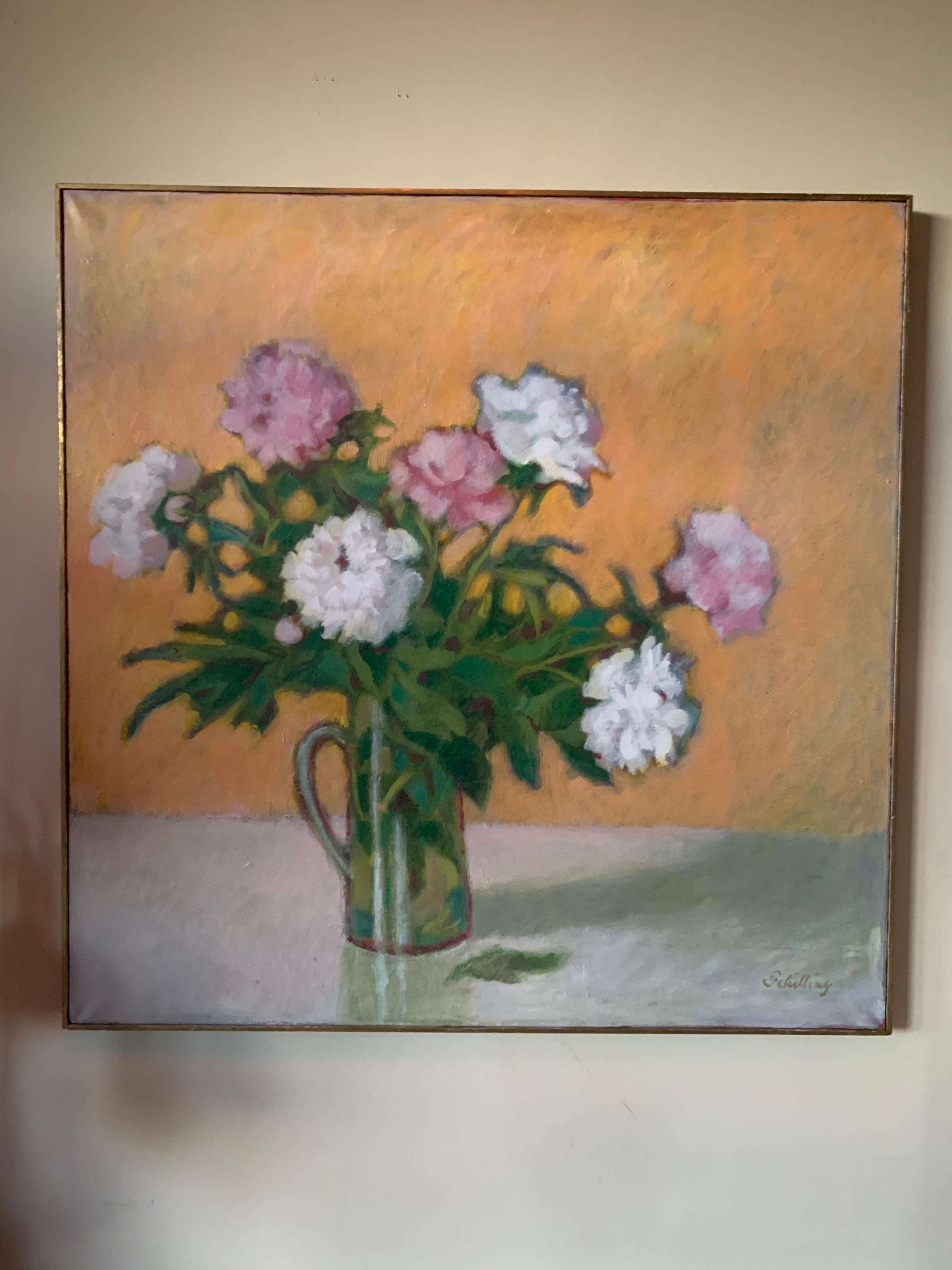 Original Artist Signed Still Life Flowers Oil Painting Schilling 1