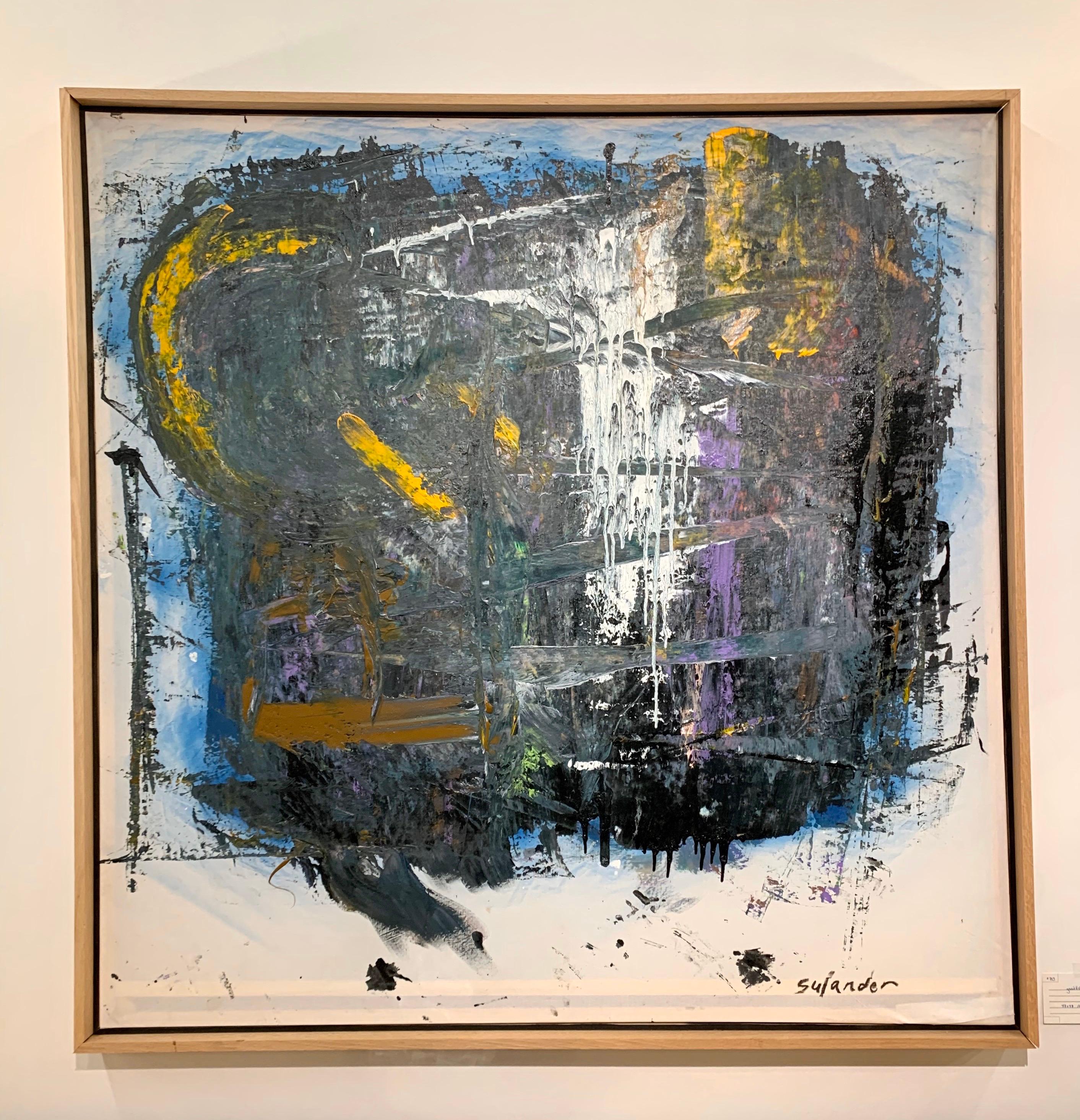 Elegant original acrylic on nylon canvas framed painting signed by the artist Sulander. Ready to hang.
Gorgeous color scheme for any pallet. An iconic contemporary abstract work of art.