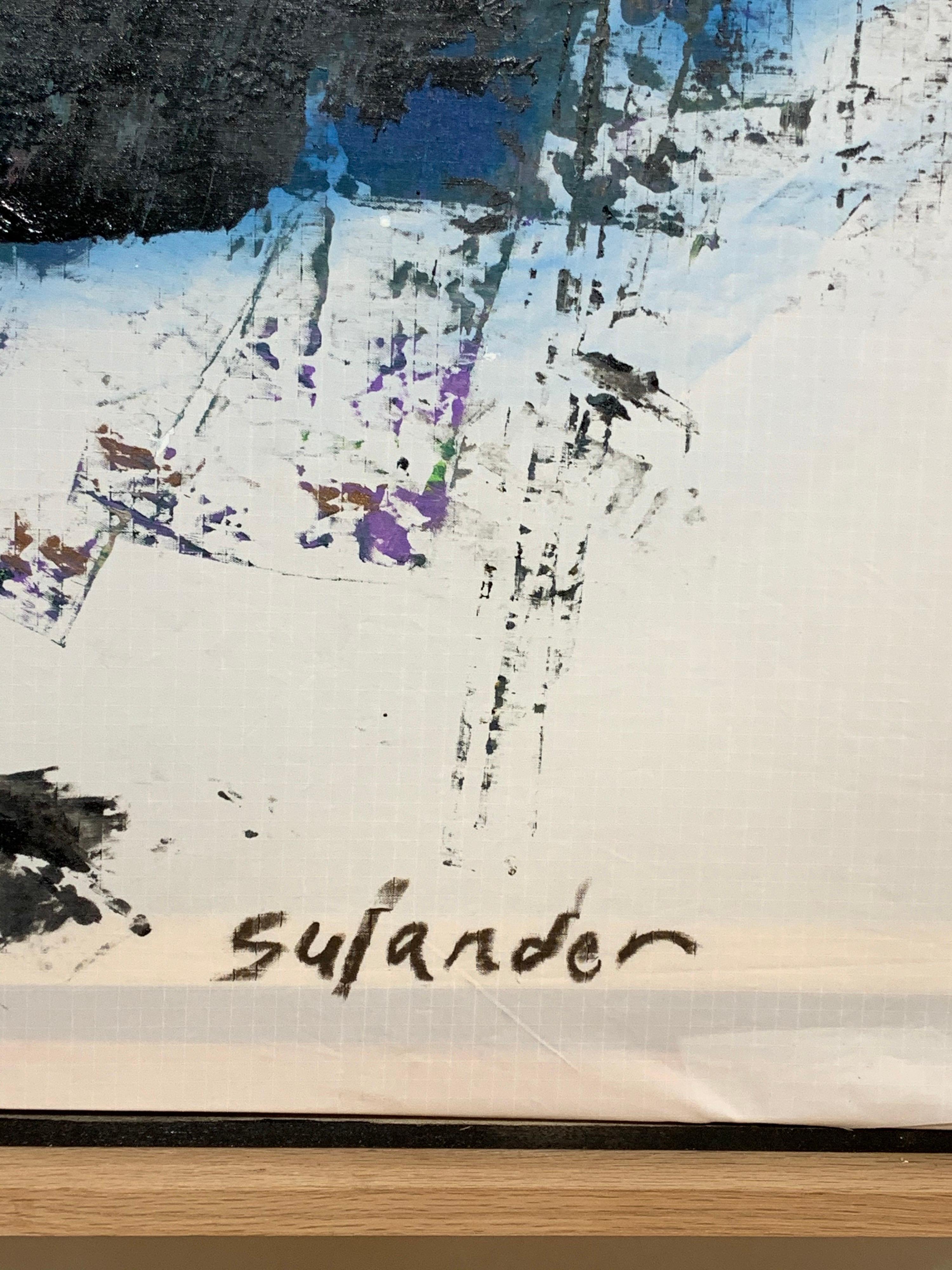 20th Century Original Artist Sulander Signed Abstract Contemporary Acrylic Painting