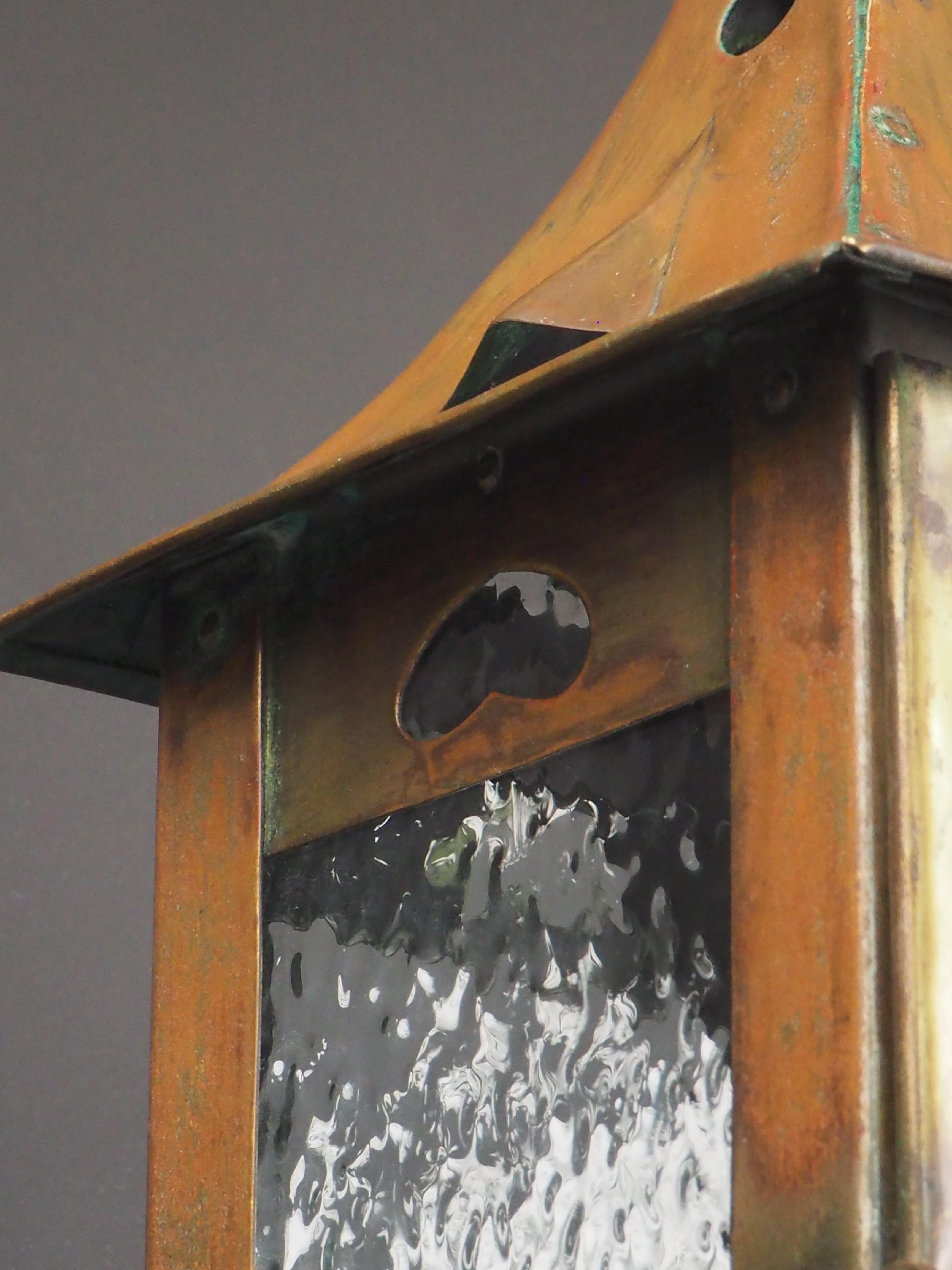 Original Arts and Crafts Brass Lantern  Circa 1900 For Sale 7