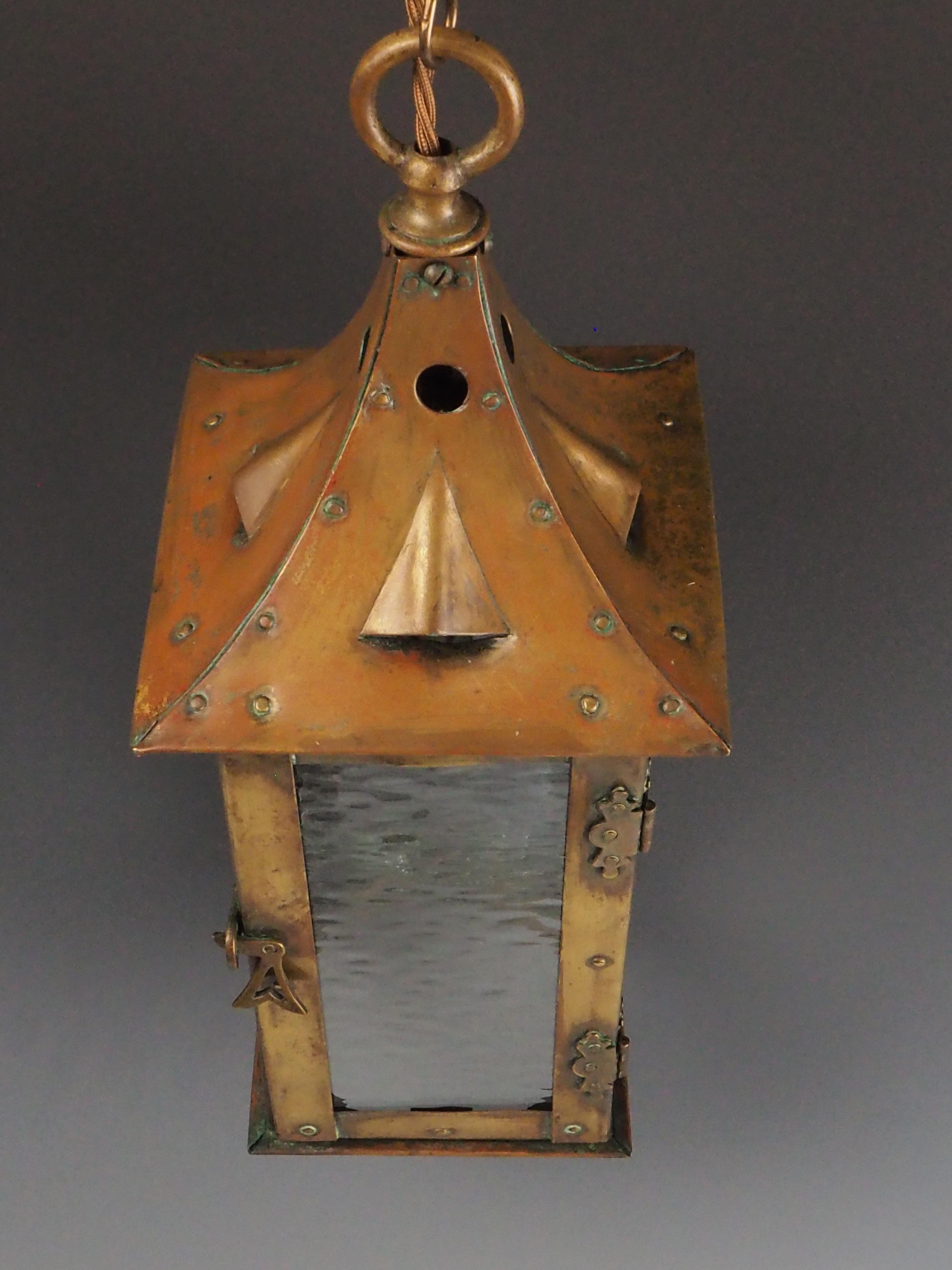 Original Arts and Crafts Brass Lantern  Circa 1900 For Sale 8