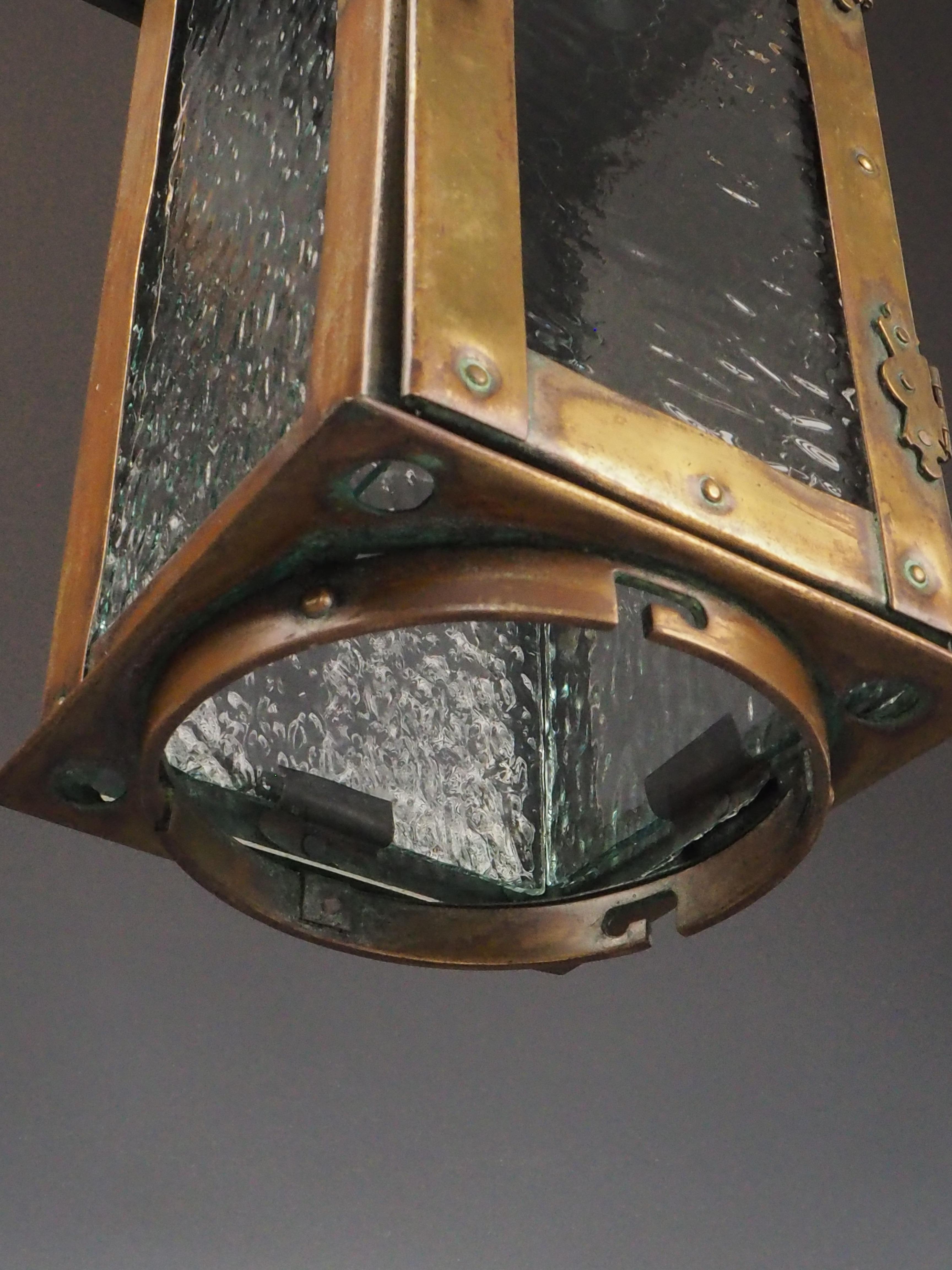 Original Arts and Crafts Brass Lantern  Circa 1900 For Sale 12