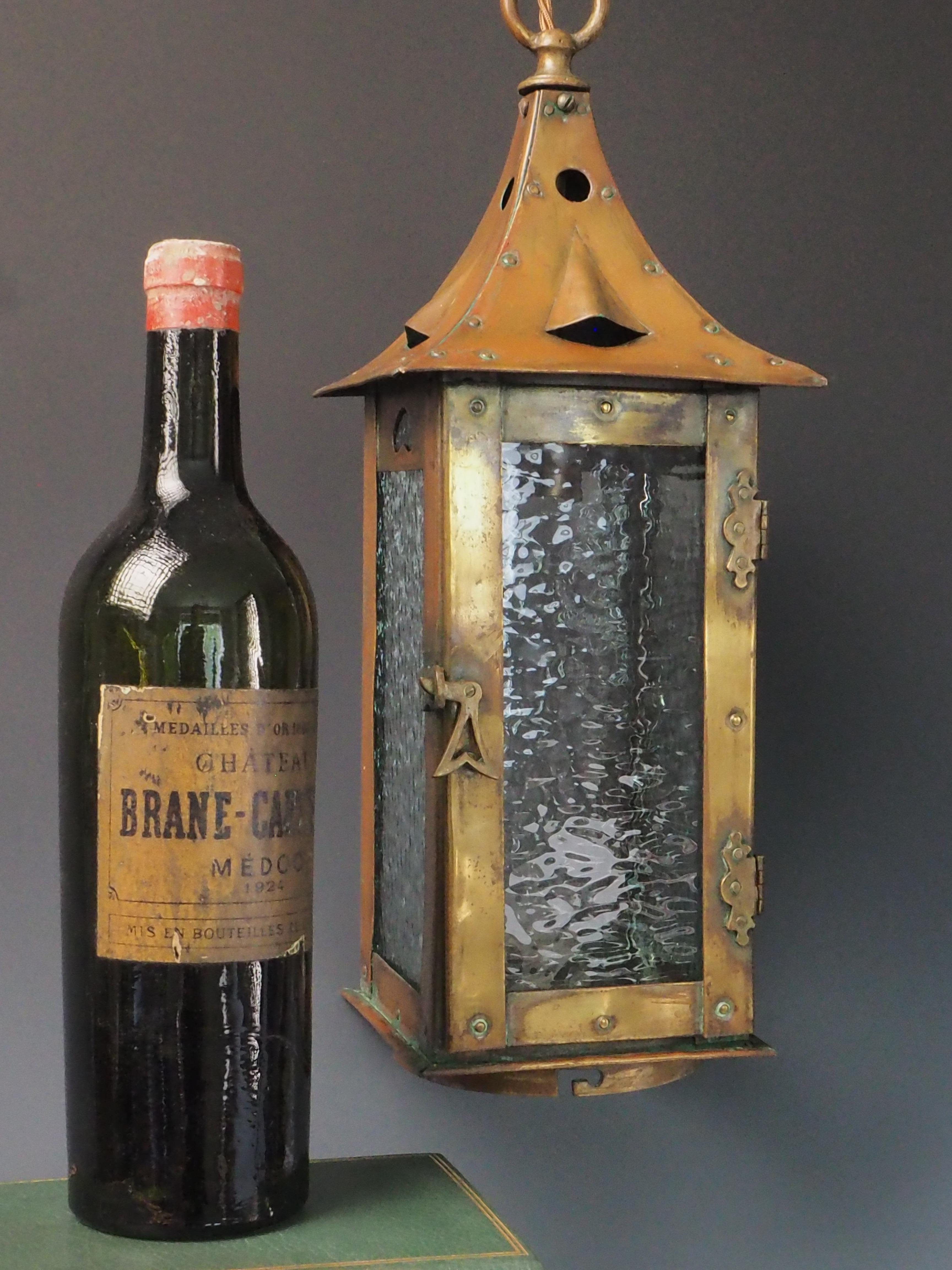 Original Arts and Crafts Brass Lantern  Circa 1900 In Good Condition For Sale In Lincoln, GB