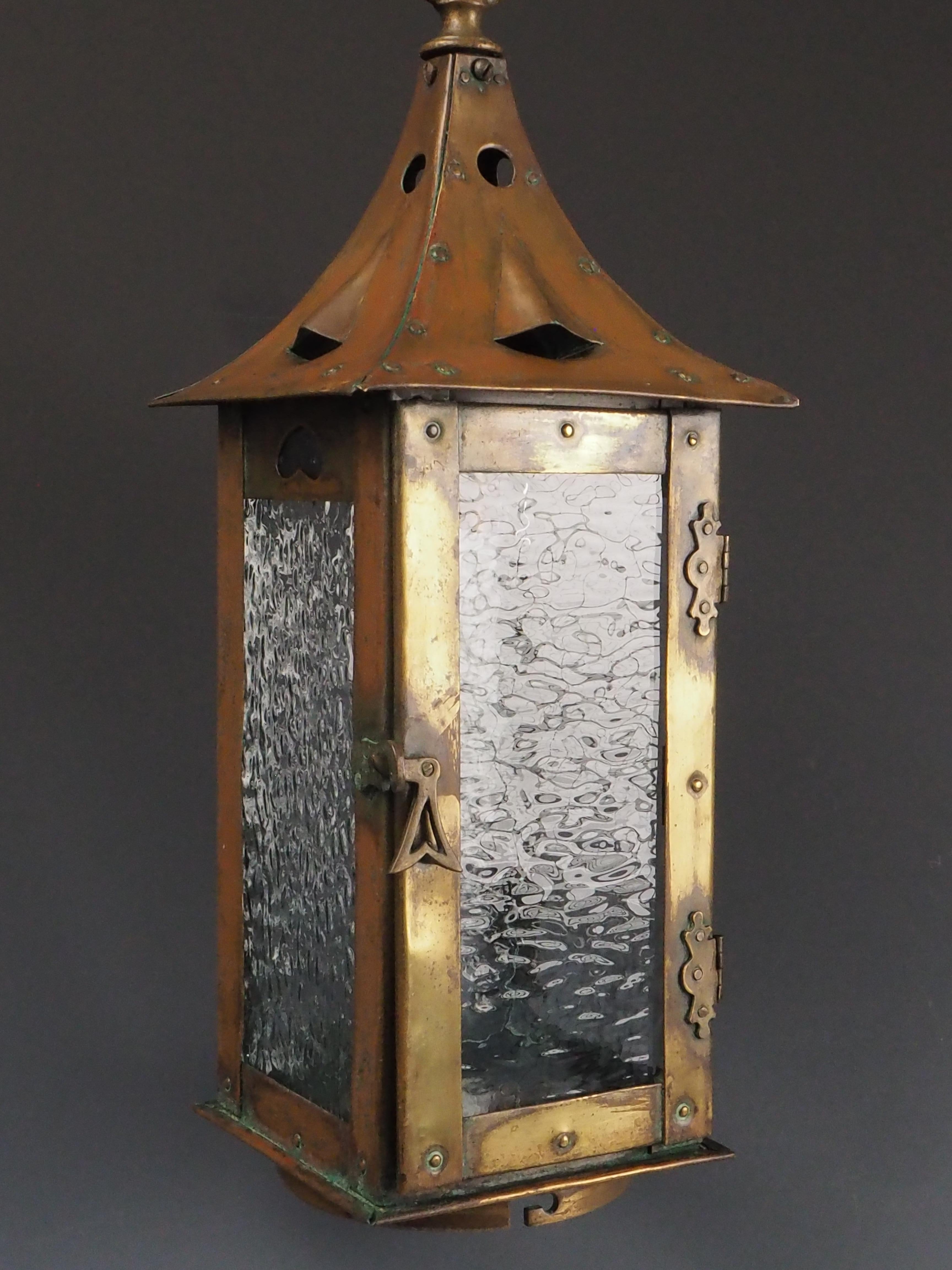 Original Arts and Crafts Brass Lantern  Circa 1900 For Sale 1