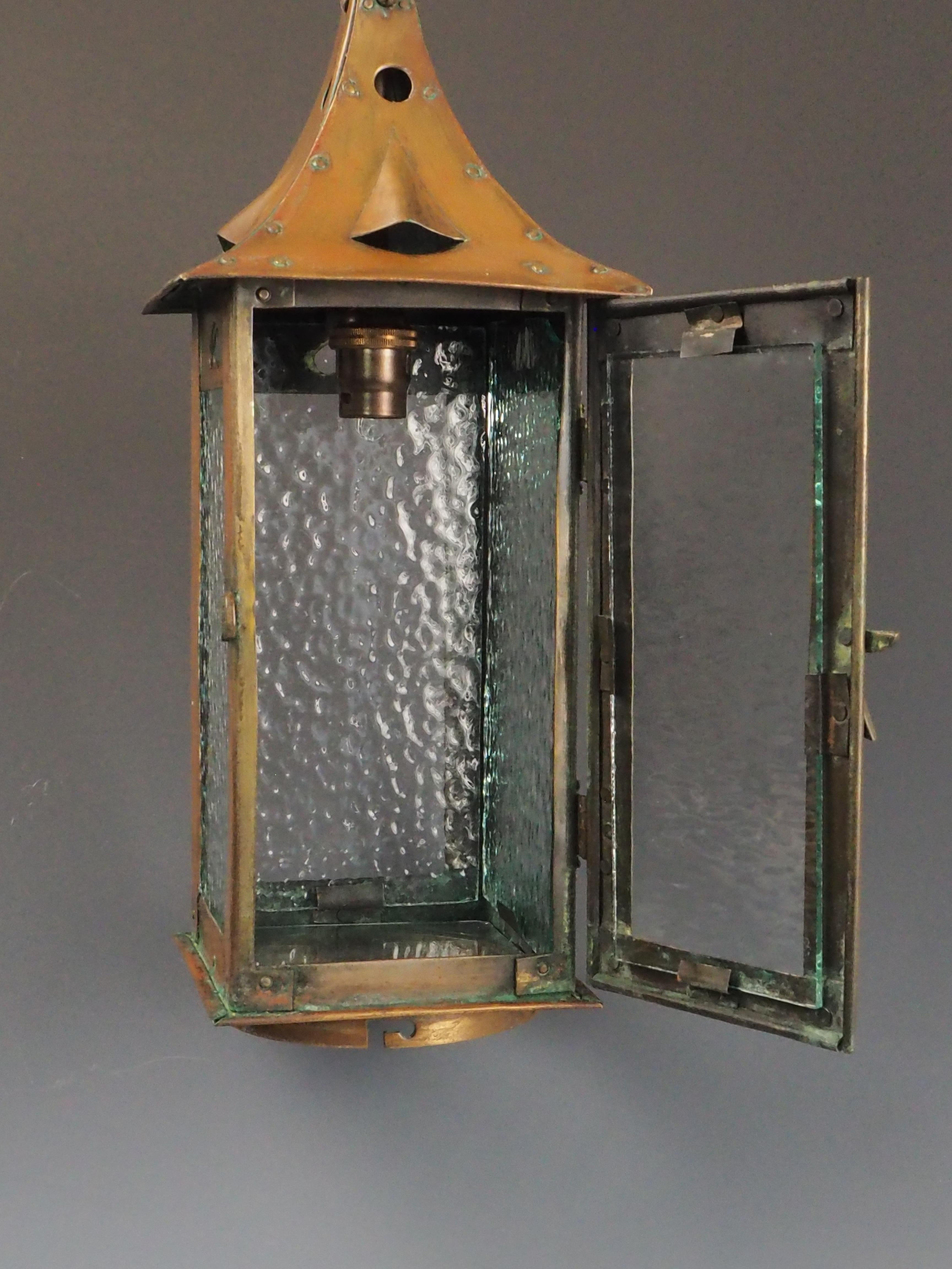 Original Arts and Crafts Brass Lantern  Circa 1900 For Sale 2