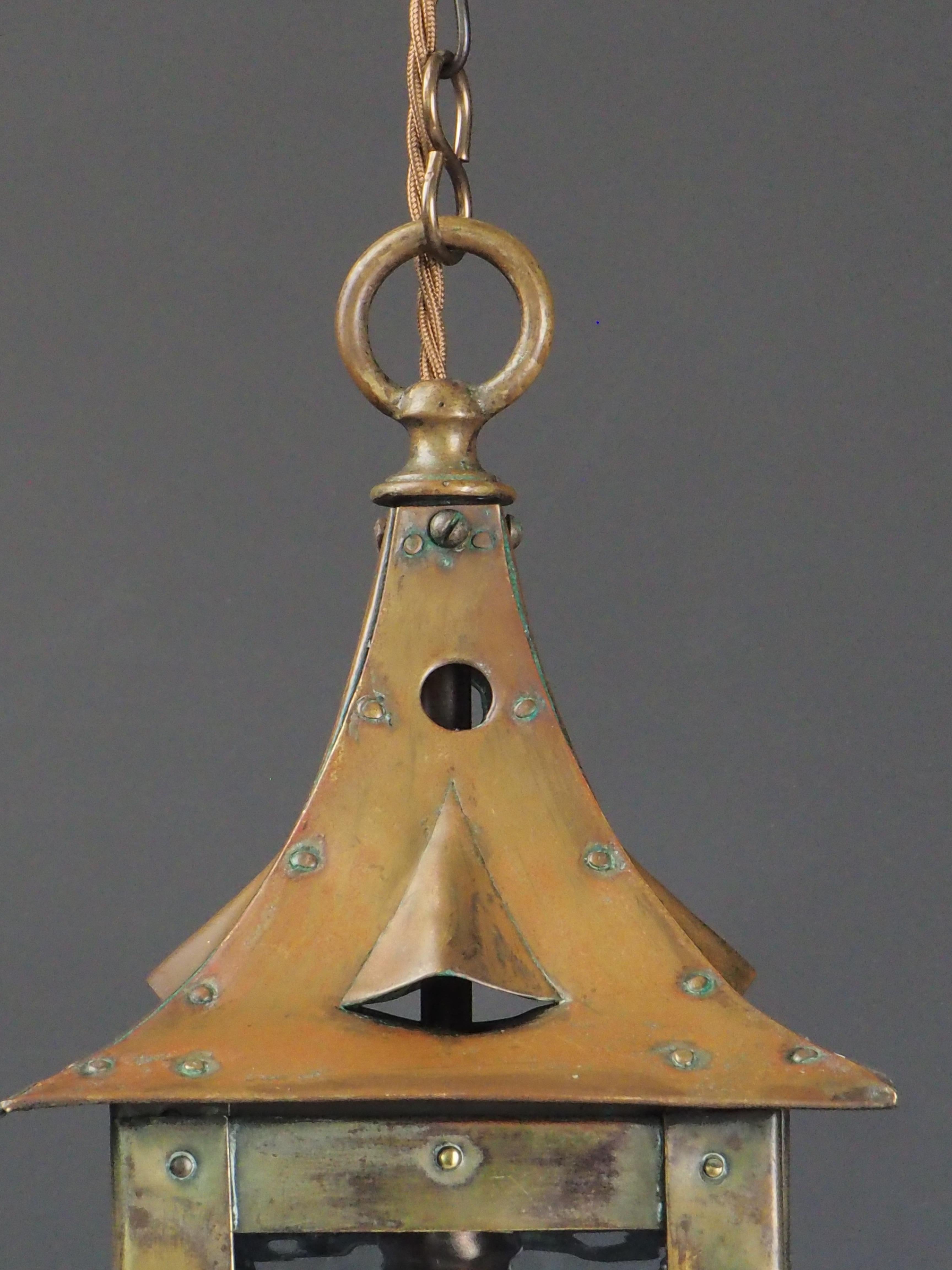 Original Arts and Crafts Brass Lantern  Circa 1900 For Sale 4