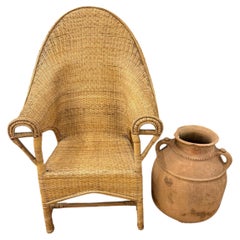 Original Arts & Crafts Wicker & Rattan Easy Chair By Dryad & Co